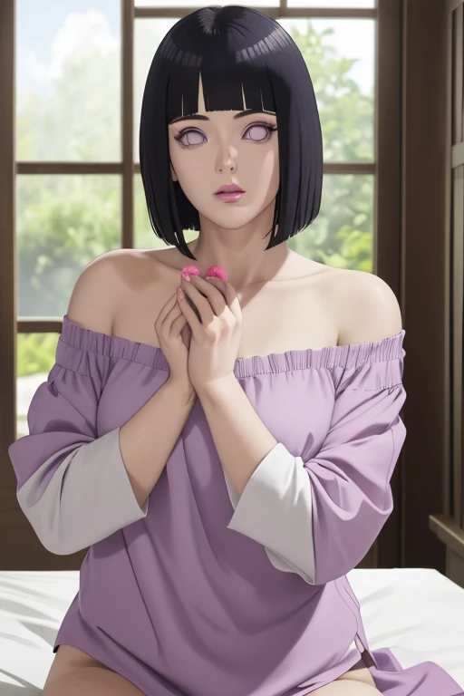 petite, hyuga nude hinata, sinister smiling with heart shape eyes, , no fabric, no jewelry, showing clear beautiful bare feet