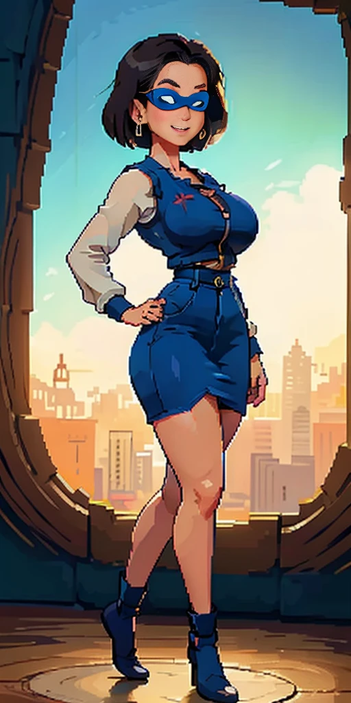 supergirl, pureerosface_v1, sticker of a girl from dc comic, full body, Kim Jung gi, , (gigantic breasts breasts 1.6),soul, digital illustration, comic style, cyberpunk, perfect anatomy, centered, approaching perfection, dynamic, highly detailed, watercolor painting, artstation, concept art, smooth, sharp focus, illustration, art by Carne Griffiths and Wadim Kashin ,, (masterpiece, best quality, ultra-detailed, best shadow),, In the style of Neon Genesis Evangelion, you find yourself standing on a desolate, post - apocalyptic wasteland, as the distant ruins of a massive city loom on the horizon. The sky is filled with ominous clouds, as a massive creature towers in the distance, huge breast, gigantic , titsnipples, curvy, thicc