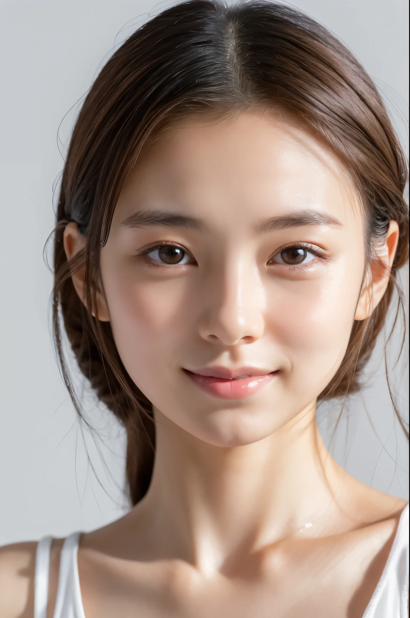 Real Japanese woman, Beautiful Japanese woman, Japanese goddess, Beautiful Japanese woman face, Mature woman, Sexy Japanese woman, Beautiful collarbone, Thin eyes, Single eyelid, Small eyes, Thin eyebrows, 30 years old Japanese woman. Thin eyes, thin eyebrows, low nose, thin lips, brown hair, beautiful full breasts.