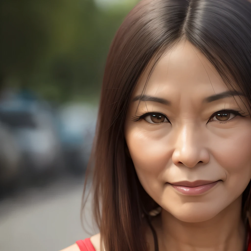 Extremely high-quality photographic imageeautiful 50 year old woman,oriental face,a white bikini,9:16 --auto --s2
