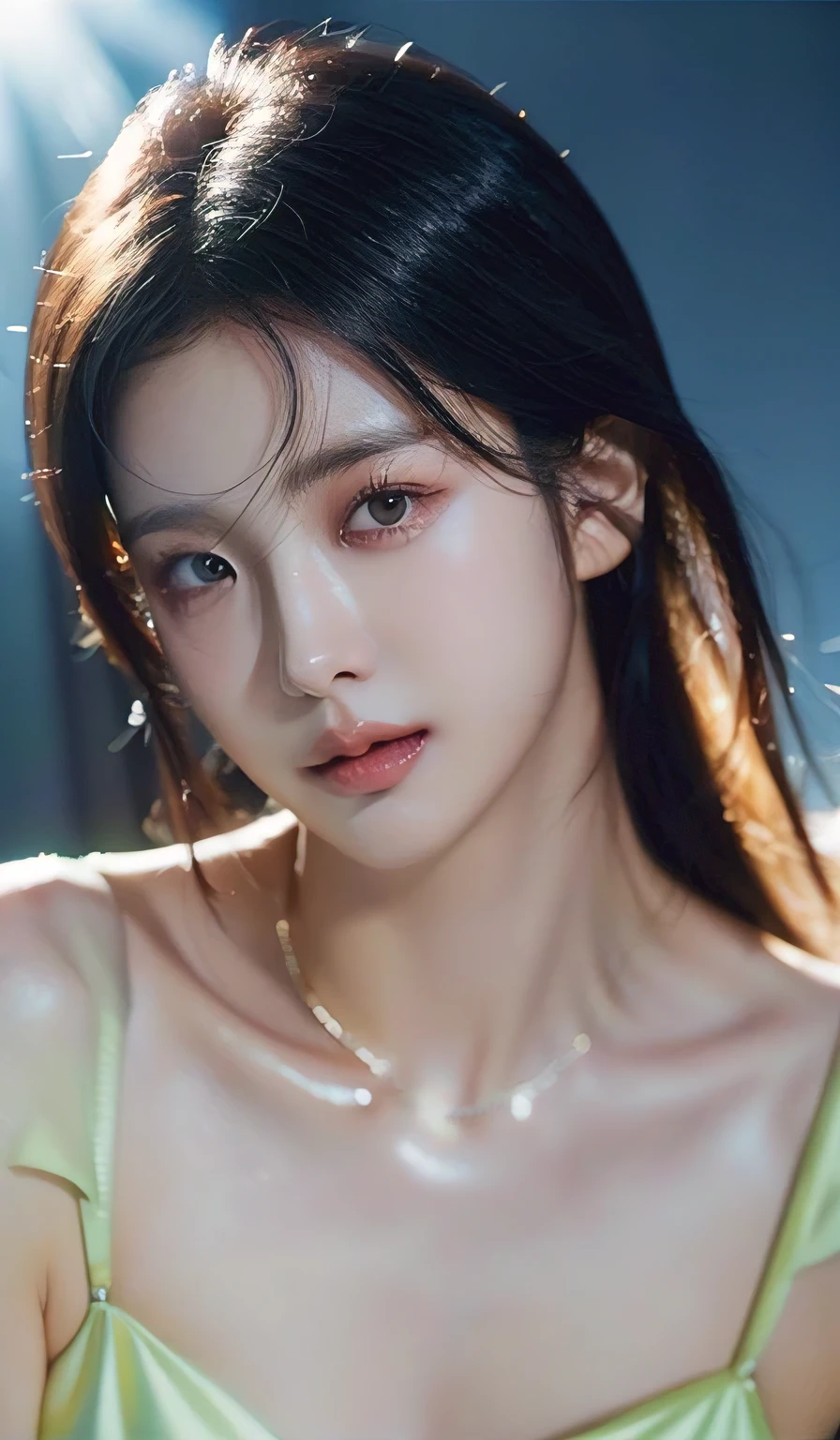 (8k, RAW photo, photorealistic:1.25) ,( lipgloss, eyelashes, gloss-face, glossy skin, best quality, ultra highres, depth of field, chromatic aberration, caustics, Broad lighting, natural shading,Kpop idol) looking at viewer with a serene and goddess-like happiness,