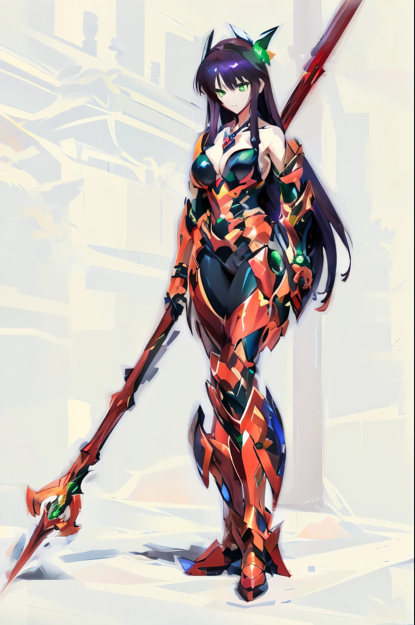 , beautiful full-body concept art,(((Symphogearシステム))),(((戦姫絶唱Symphogear))),錫杖に似た槍を持つWar Maiden,Female Warrior,War Maiden,Girl in Mecha Cyber Armor,scarlet armor,armor girl, 女性アクションan anime girl, Portrait of a female anime hero, Girl in Mecha Cyber Armor,Arafed image of a woman wearing spear and armor, dark sorceress full view, armor girl, wearing witchblade armor, anime figure, black and red armor, in monster hunter armor, lady in red armor, biomechanical oppai, bikini armor female knight, anime figurine,A woman wearing two-tone body armor of red and black,anime goddess,A girl wearing vermilion armor all over her body,Anime character wearing red と黒 cyber armor holding a red and yellow long spear,ironman suit, Anime Manga Robot!! Anime Girl, lady in Red armor, red demon armor, Red armor, lava and fire goddess,Symphogear,Body Armor,未来的な衣装のan anime girl,((masterpiece))、(ighly detailedなCGユニティ8k壁紙)、top-quality、illustratio、beatiful detailed eyeeautiful detailed hair、very_long_hair、1girl in、cosmos、独奏,vermilion_armor,cleavage of the breast,Sexy armor,mecha musume、Mechanical parts,masterpiece、top-quality、ultra-detailliert、ighly detailedなillustratio、ighly detailed、intricate-detail、hight resolution、超intricate-detail、ighly detailedな8K CG壁紙,head gear,starrysky,Rin々Facial expressions,Rinとした顔,serious facial expression,beautiful anime high school girl, anime moe art style, 超Realistic Girls高生, Seductive Anime Girl, an anime girl, Realistic Girls, 魅力的なan anime girl, 超Realistic Girls高生, Anime Girl,8K UHD, hight resolution,Very detailed CG, High quality shadows, Detail Beautiful delicate face, ディテール美しいDelicat eyes,BREAK(ighly detailedな8k壁紙),(Highly detailed CG 8K wallpaper),Makima (chain saw man),Sukasaha (Fate/grand order),Shimohira Reihua ,Hi-Res,very繊細で美しいCGillustratio,top-quality,Realistic skin feeling,Realistic fabric,Realistic texture,beautiful thigh,toned legs,Footboard beauty,big breasts thin waist,(((masutepiece))), (((Best Quality))),8K,32K,masterpiece,beautiful alluring anime woman,ultra-definition,ultra-detailliert,hight resolution,超Realistic Girls高生,masuter piece, Best Quality, High quality, High Definition, high quality texture, high quality shadow, high detailing,finely detail,1girl in in,High school students,独奏で,Soio,Only one person,Alone,One Person,taki,Mature atmosphere,neat and long legs.beautiful thigh,toned legs,Footboard beauty,8 Head Body,身long:171cm,Mature girls,Reddish-purple hair,Reddish-purple hair,Purple hair,cassis colored hair,silky and smooth hair,Colorful hair,Straight hair,beautiful hairl,彼女は首にNecklace身に着けています,Necklace,bead necklace,magatama accessories,A slight smil,Colorful eyes,green colored eyes,Jade-colored eyes,beautidful eyes,Bright eye,Delicat eyes,Eyes Like Gems,Jade Eyes,Hanging eyes,(Green eyes:1.5),cowboy shot,Symphogear,Cyberpunk city background,anime mech armor,科幻小说, {センキゼッショウSymphogear:1.15},Anime Mecha Aesthetics,is standing,character designs,plugsuit,Precision painting,(((Detailed details))),(((The artwork))),mecha asthetic, cool mecha style, detailed anime art