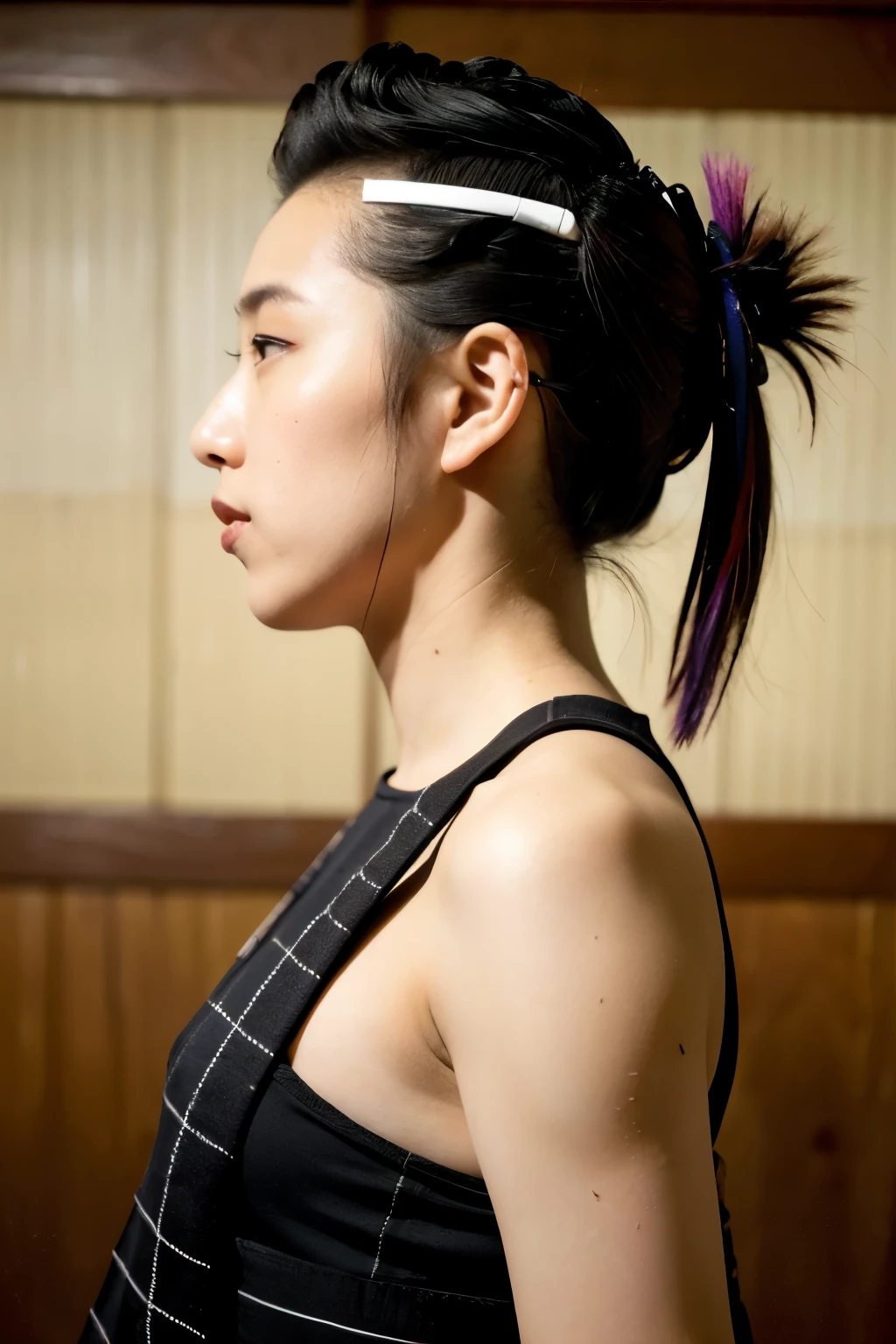 Japan men Age is 30 years old Her hair is a soft mohawk It is connected from the sideburns to the beard. I wear mawashi in the sumo club.