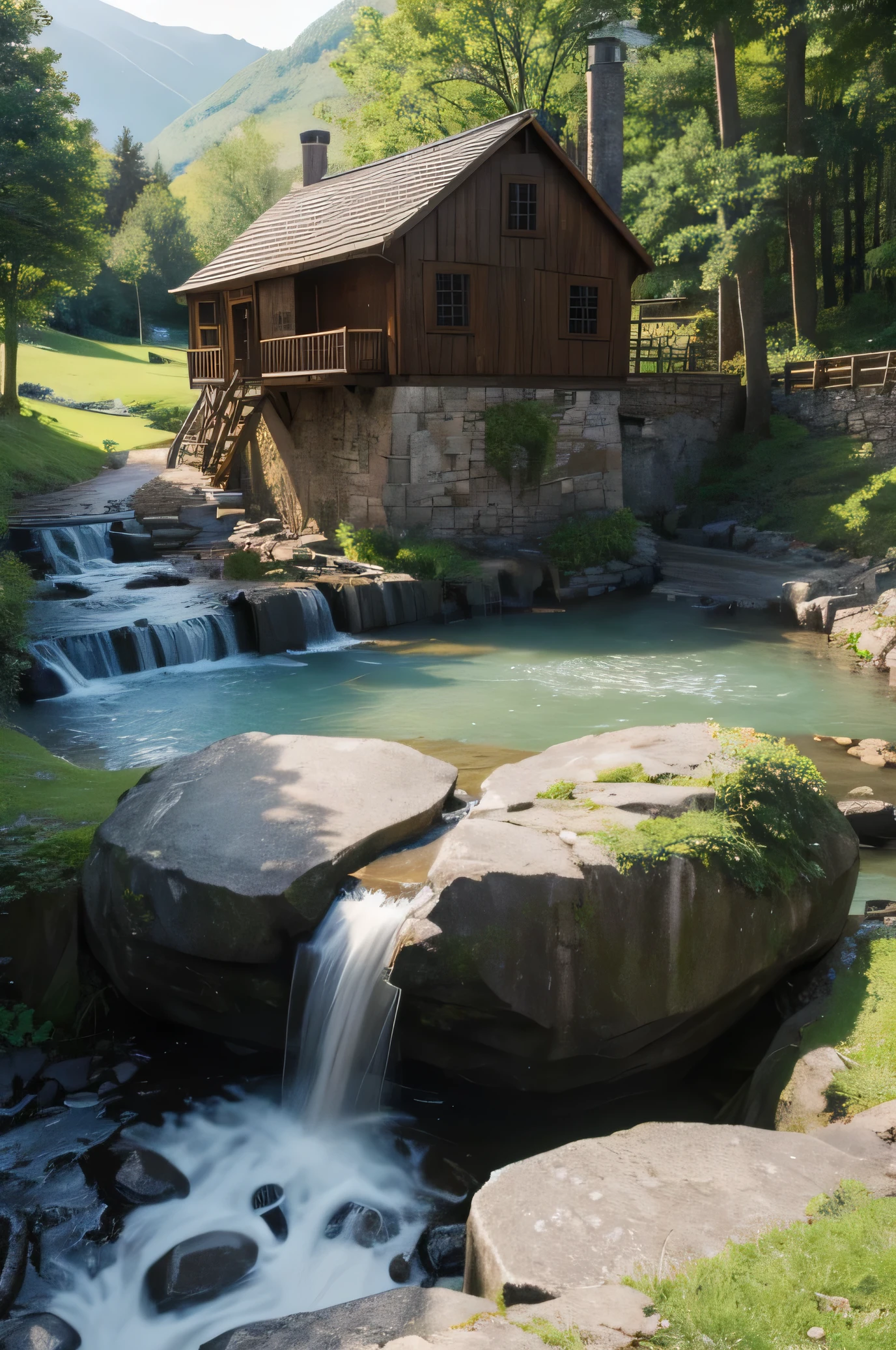 a stone mill，There is a Go board engraved on it