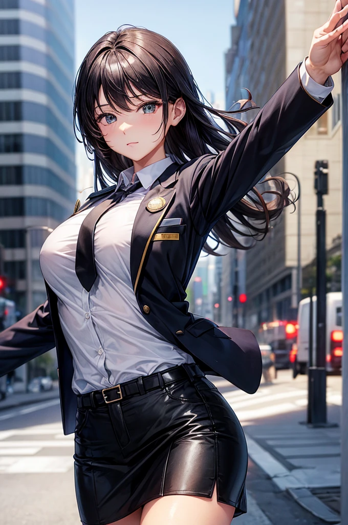Female Police Officer、tight skirts、blazers、Black tie
