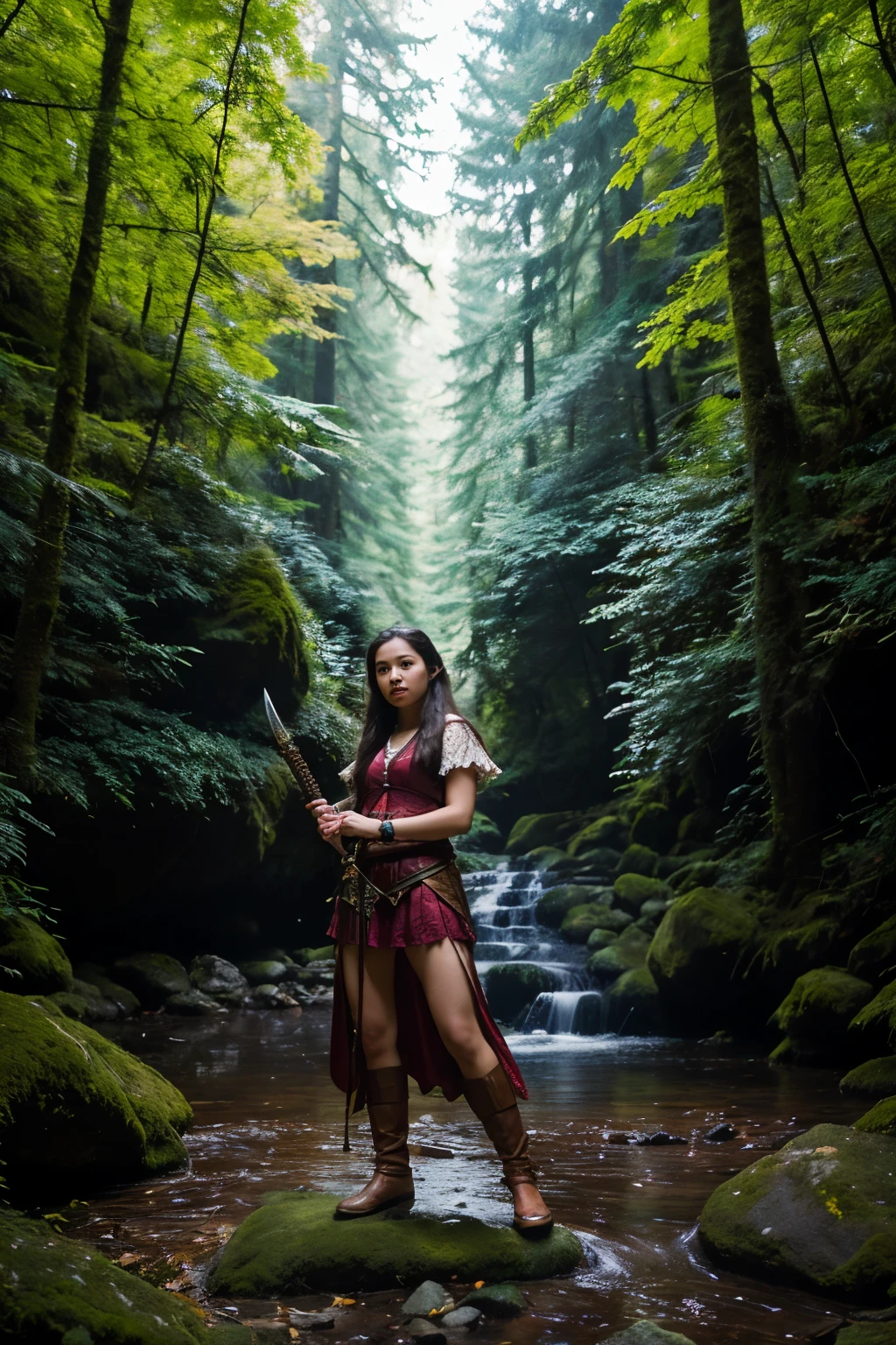 (photo Realistic:1.4), (hyper Realistic:1.4), (Realistic:1.3),whole body,zombie,girl,,No clothes,No sleeve, in the forest,metal shoes,sword,,(Legs without stockings),Under attack,
