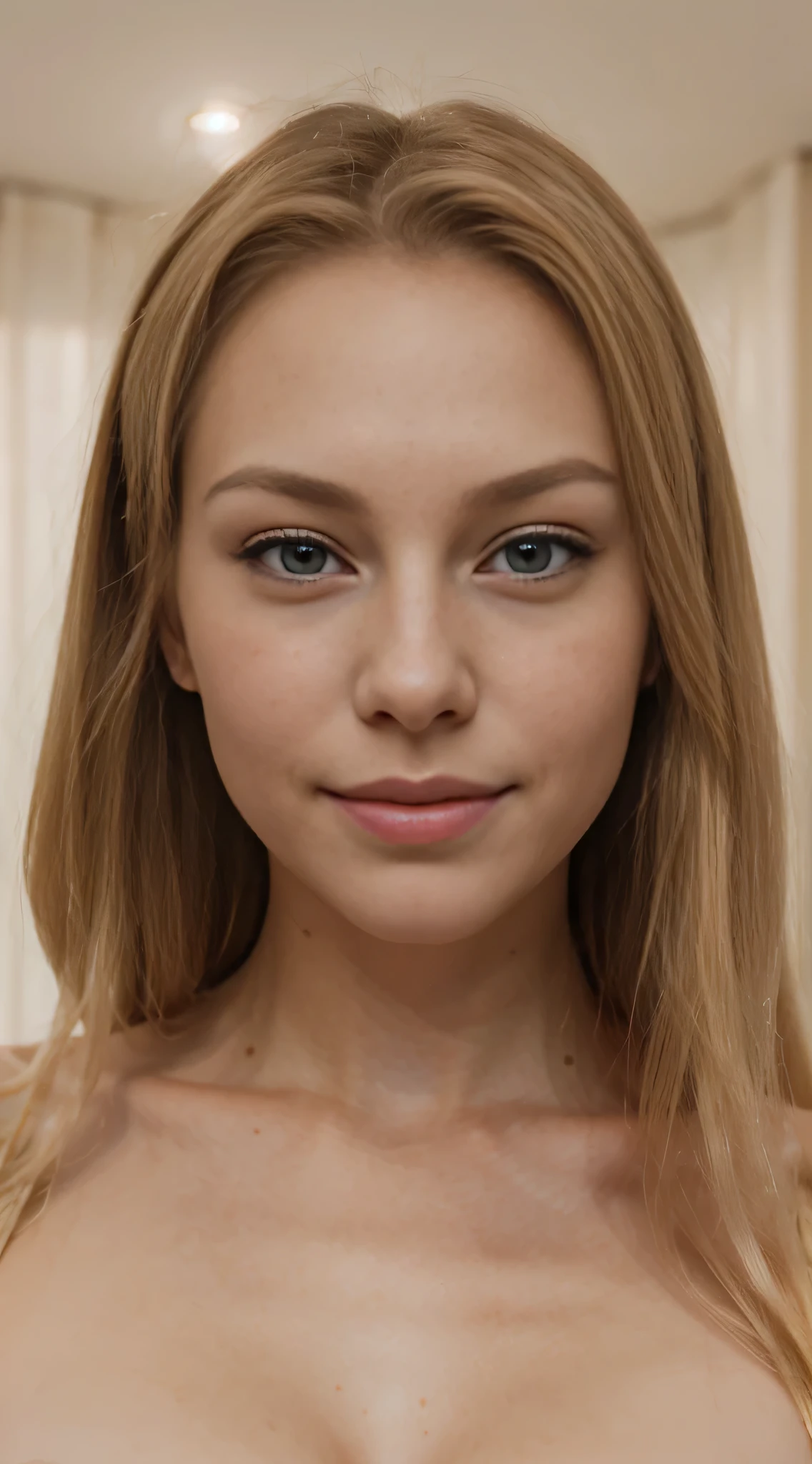 eliza1,1girl, solo, (realistic),(hyperrealism),(best quality),(masterpiece),(ultra high res),(photorealistic),(film grain),(naked , pov , close view , looking at viewer  milf),eye makeup,detailed eyes,detailed bedroom  , smile ,