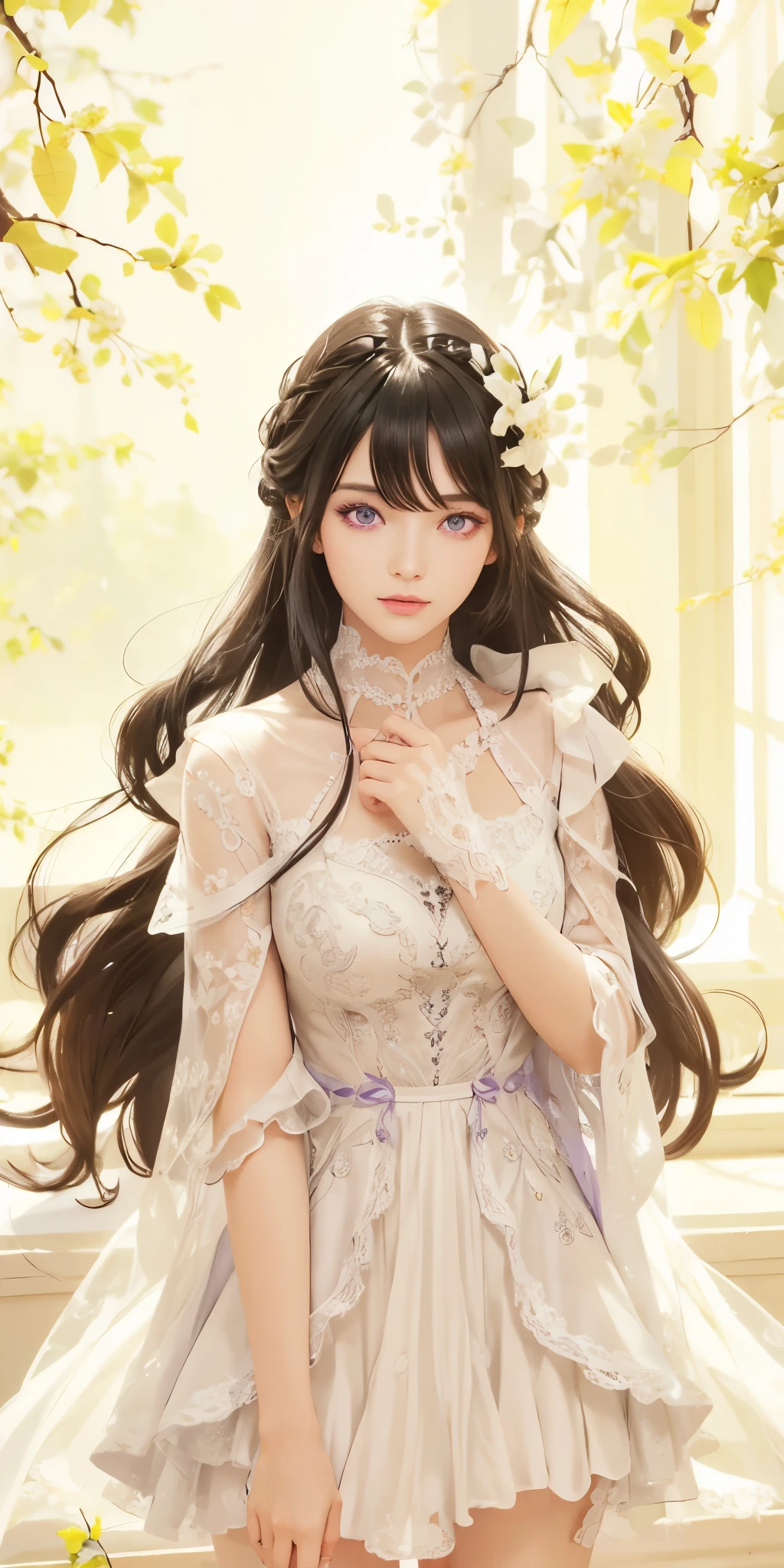 1girl, black hair, purple eyes, high quality, ultra detailed, masterpiece, realistic