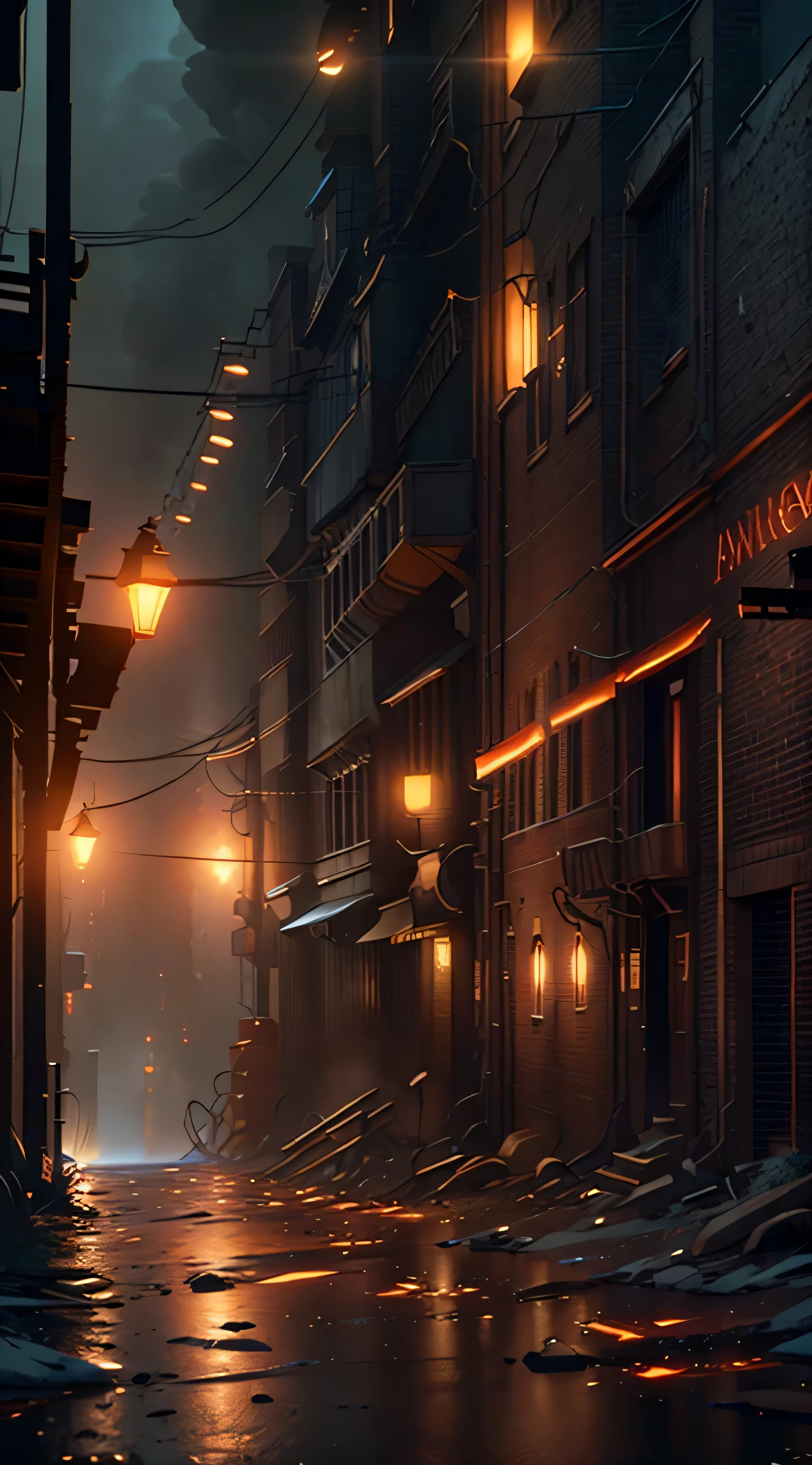Burning in the dark alleys of the city, unreal engine screenshot, Cinema industrial lighting, dusty unreal engine, movie atmosphere lighting, Cryogenic engine octane rating, volume raytracing fog, Detailed cinematic lighting, Unreal Engine Art 5, Realistic cinematic lighting, Unreal Engine lumens, Rendering in cryengine, Cinematic Unreal Engine, Unreal Engine renders concept art, Unreal Engine Cinematic Rendering