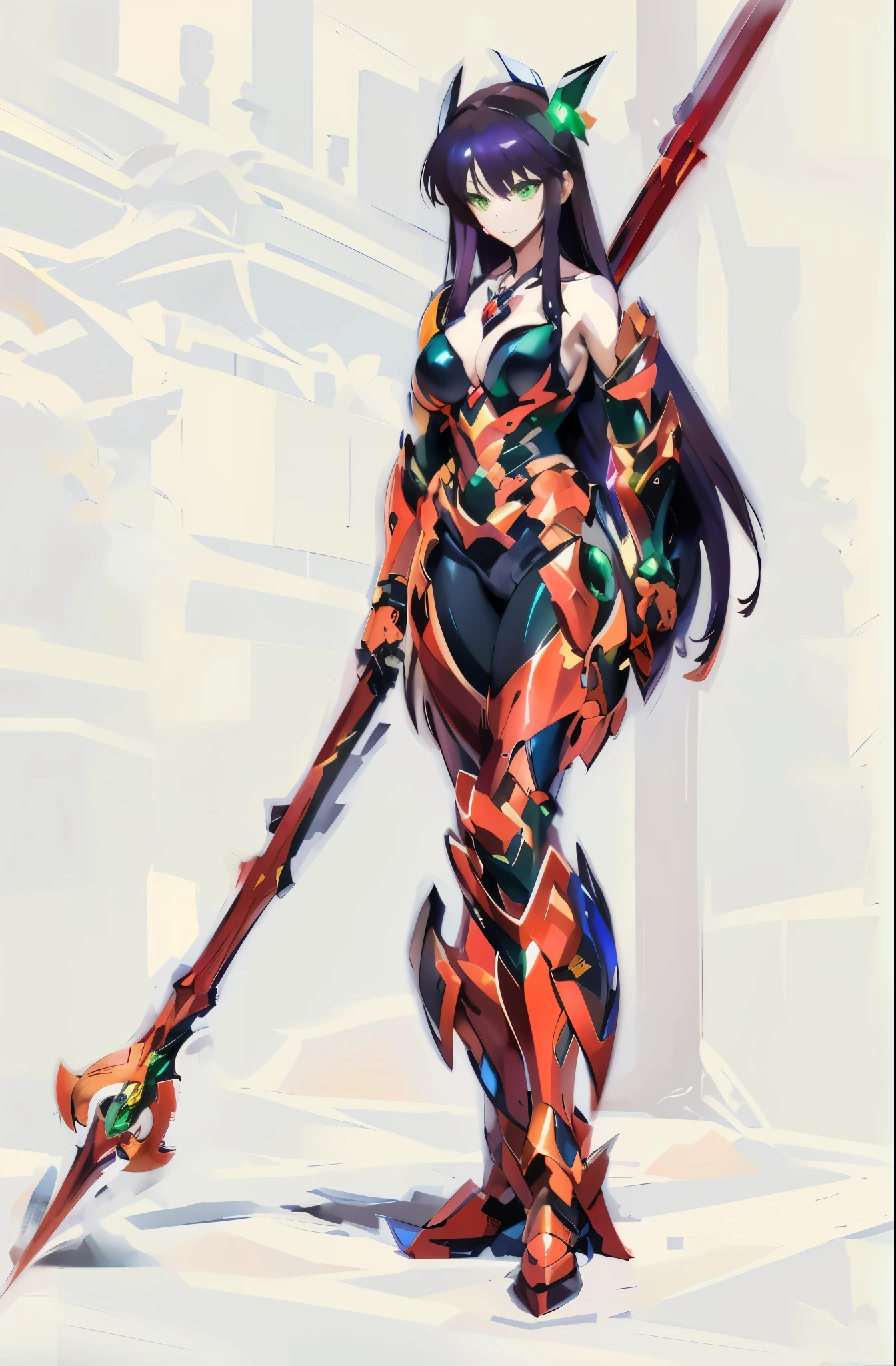 , beautiful full-body concept art,(((Symphogearシステム))),(((戦姫絶唱Symphogear))),錫杖に似た槍を持つWar Maiden,Female Warrior,War Maiden,Girl in Mecha Cyber Armor,scarlet armor,armor girl, 女性アクションan anime girl, Portrait of a female anime hero, Girl in Mecha Cyber Armor,Arafed image of a woman wearing spear and armor, dark sorceress full view, armor girl, wearing witchblade armor, anime figure, black and red armor, in monster hunter armor, lady in red armor, biomechanical oppai, bikini armor female knight, anime figurine,A woman wearing two-tone body armor of red and black,anime goddess,A girl wearing vermilion armor all over her body,Anime character wearing red と黒 cyber armor holding a red and yellow long spear,ironman suit, Anime Manga Robot!! Anime Girl, lady in Red armor, red demon armor, Red armor, lava and fire goddess,Symphogear,Body Armor,未来的な衣装のan anime girl,((masterpiece))、(ighly detailedなCGユニティ8k壁紙)、top-quality、illustratio、beatiful detailed eyeeautiful detailed hair、very_long_hair、1girl in、cosmos、独奏,vermilion_armor,cleavage of the breast,Sexy armor,mecha musume、Mechanical parts,masterpiece、top-quality、ultra-detailliert、ighly detailedなillustratio、ighly detailed、intricate-detail、hight resolution、超intricate-detail、ighly detailedな8K CG壁紙,head gear,starrysky,Rin々Facial expressions,Rinとした顔,serious facial expression,beautiful anime high school girl, anime moe art style, 超Realistic Girls高生, Seductive Anime Girl, an anime girl, Realistic Girls, 魅力的なan anime girl, 超Realistic Girls高生, Anime Girl,8K UHD, hight resolution,Very detailed CG, High quality shadows, Detail Beautiful delicate face, ディテール美しいDelicat eyes,BREAK(ighly detailedな8k壁紙),(Highly detailed CG 8K wallpaper),Makima (chain saw man),Sukasaha (Fate/grand order),Shimohira Reihua ,Hi-Res,very繊細で美しいCGillustratio,top-quality,Realistic skin feeling,Realistic fabric,Realistic texture,beautiful thigh,toned legs,Footboard beauty,big breasts thin waist,(((masutepiece))), (((Best Quality))),8K,32K,masterpiece,beautiful alluring anime woman,ultra-definition,ultra-detailliert,hight resolution,超Realistic Girls高生,masuter piece, Best Quality, High quality, High Definition, high quality texture, high quality shadow, high detailing,finely detail,1girl in in,High school students,独奏で,Soio,Only one person,Alone,One Person,taki,Mature atmosphere,neat and long legs.beautiful thigh,toned legs,Footboard beauty,8 Head Body,身long:171cm,Mature girls,Reddish-purple hair,Reddish-purple hair,Purple hair,cassis colored hair,silky and smooth hair,Colorful hair,Straight hair,beautiful hairl,彼女は首にNecklace身に着けています,Necklace,bead necklace,magatama accessories,A slight smil,Colorful eyes,green colored eyes,Jade-colored eyes,beautidful eyes,Bright eye,Delicat eyes,Eyes Like Gems,Jade Eyes,Hanging eyes,(Green eyes:1.5),cowboy shot,Symphogear,Cyberpunk city background,anime mech armor,科幻小说, {センキゼッショウSymphogear:1.15},Anime Mecha Aesthetics,is standing,character designs,plugsuit,Precision painting,(((Detailed details))),(((The artwork))),mecha asthetic, cool mecha style, detailed anime art