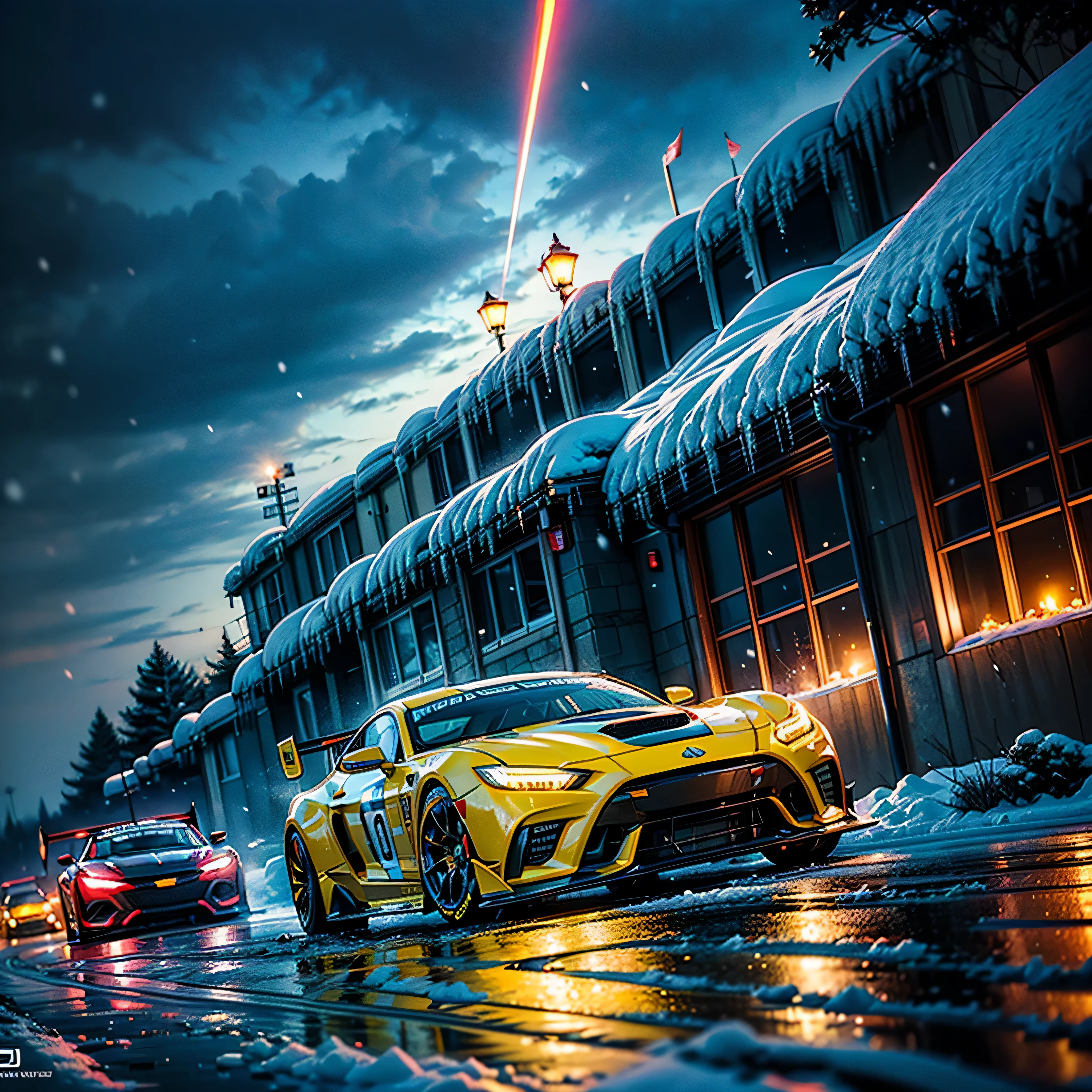 SunShine Josan_Gonzalez_style visual_impact street_traffic_jam racing_full_shot spacious_road race_scene multi-racing Gaol Racer Auto_Racing_Circuit Race_Track deep path Equirectangular_360 street UnrealEngine5 Ultra Masterpiece Cinematic_sunlight ultra_Photo-realistic optimal ultra_high-quality opengl-shaders ultra_high-details accurate reflex ultra_high-res perfection volumetric lightning improved Octane_rendues ultra_high-def UHD XT3 DSLR HDR 3dcg shadow analogiques extatiques symmetrical dazzling Will-o'-the-wisp global luminescence (((An boatmobile inspired ultra-realistic angelic neon metallic black silver and gold chrome race car designed on a icy surface road with snow falling and deep snow covers the ground and everything all around ))), best quality, ultra-detailed), race car, street racing-inspired, Drifting, LED, ((Twin headlights)), (((Bright neon color racing stripes Cristallines kit incandescente flash blow glow))), (Black racing wheels), Wheel spin showing motion, Show car in motion, Burnout, wide body, modified car, racing livery Lava varied multi etc. --v 5.2 --s 1000 --c 20 --q 20 --chaos 100