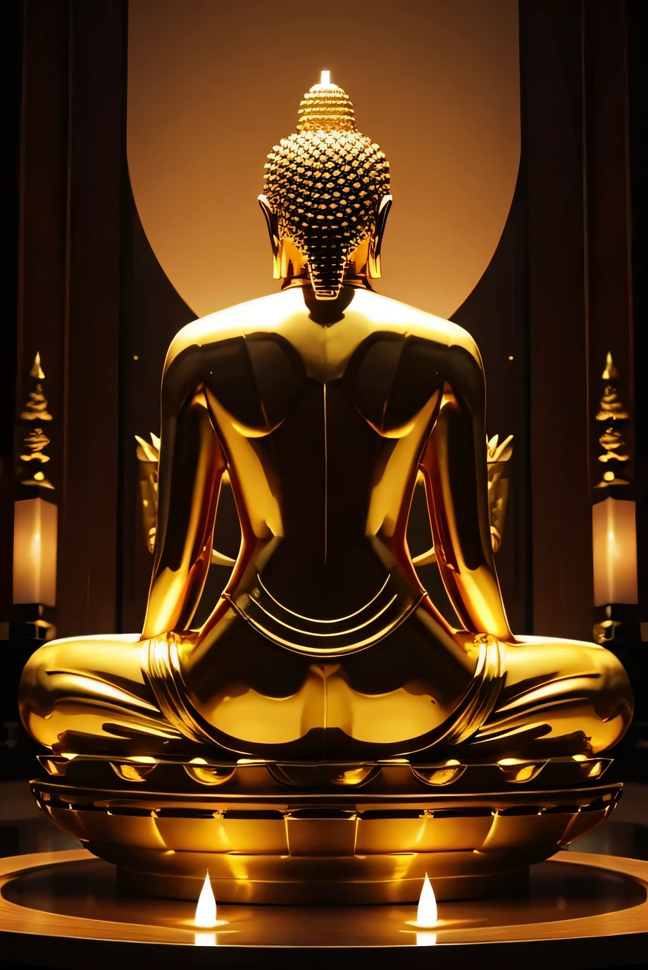 golds、Big buddha、sitting on、SHINES