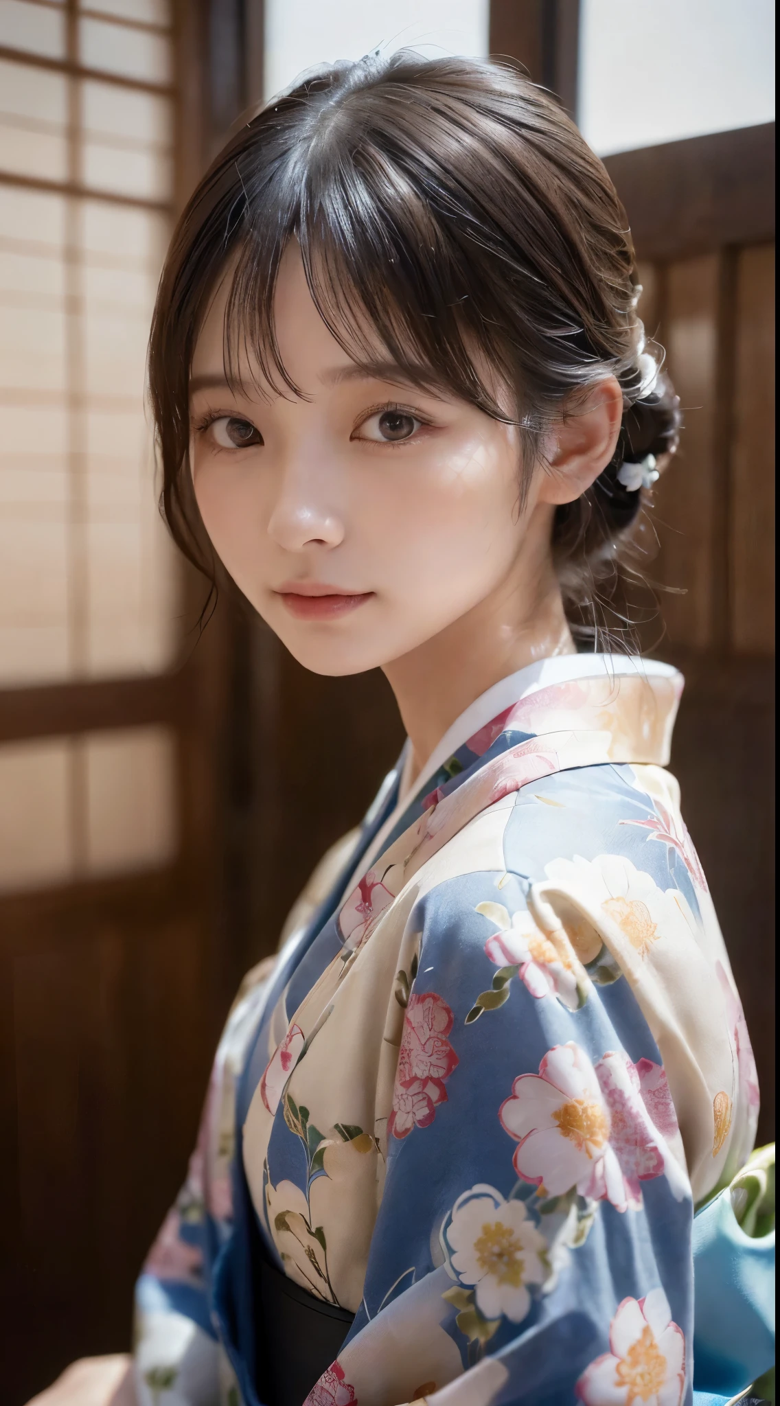 (Kimono)、((Two sisters aged 33 and 23))、inside in room、(top-quality,masterpiece:1.3,超A high resolution,),(ultra-detailliert,Caustics),(Photorealsitic:1.4,RAW shooting,)Ultra-realistic capture,A highly detailed,high-definition16Kfor human skin、 Skin texture is natural、、The skin looks healthy with an even tone、 Use natural light and color、(Two Women)、japanes,,kawaii,A dark-haired,Middle hair,(depth of fields、chromatic abberation、、Wide range of lighting、Natural Shading、)、