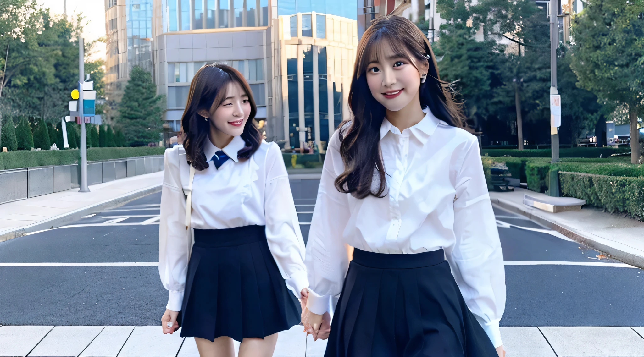 18 year old high school girl in white shirt and blue miniskirt、Winters