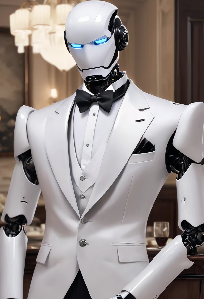 a picture(scrape robot:Wear a tuxedo:Cool),serving,butler&#39;job,Interior background:European style,,広告a picture,