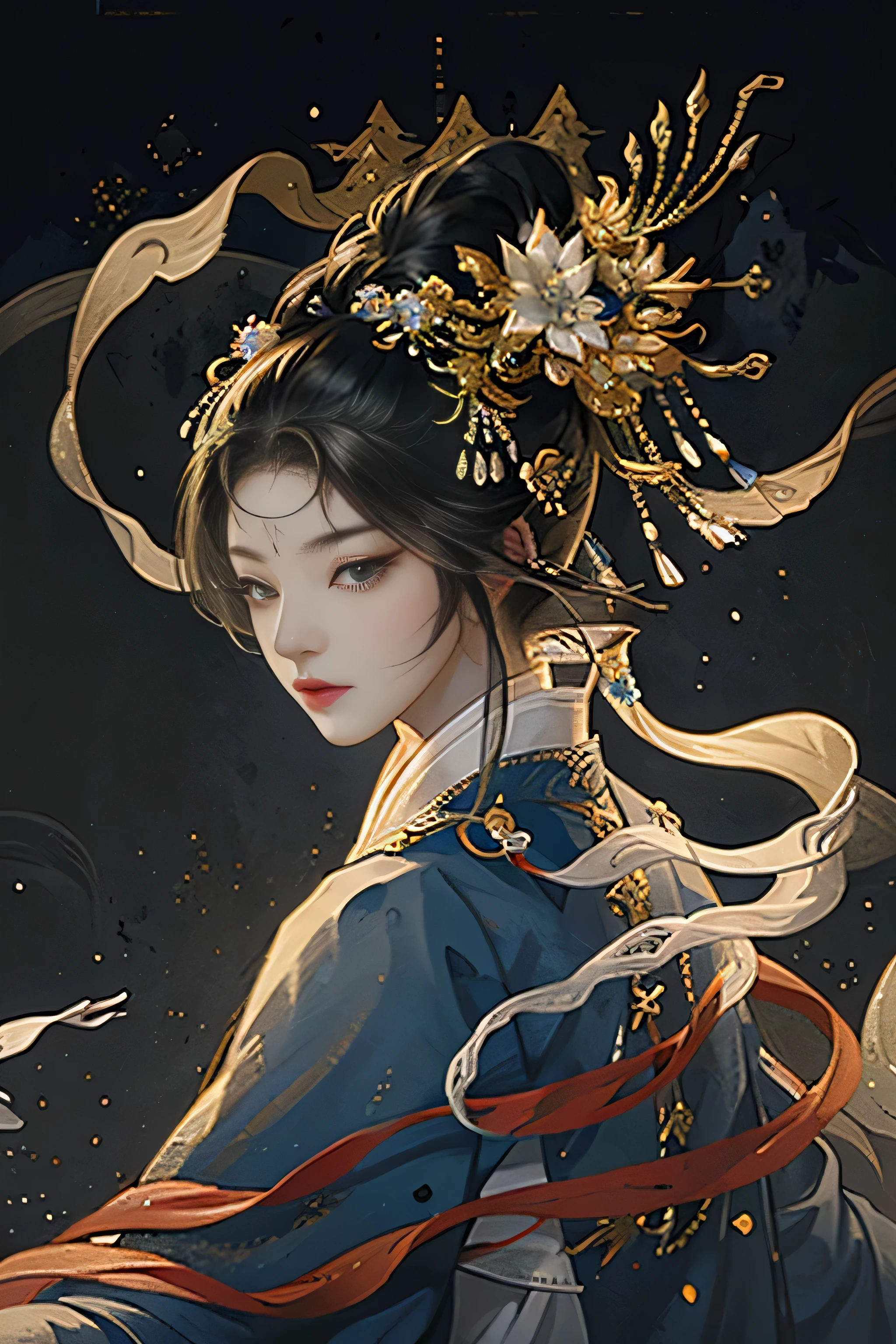 one-girl， ancient Chinese costume， rays of sunshine， Clear face， delicated face，clean backdrop，hair-bun,hair pin,Realisticstyle， tmasterpiece， super detailing， Epic work， hyper HD， high high quality， The content is very detailed， offcial art， Unity8k wallpaper， super detailing， 32k -- v 6