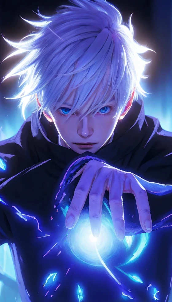 1boy, japanese, 28 years old, white hair, blue eyes, black outfit, (masterpiece:1.2), (illustration), (best quality:1.2), (best aesthetic:1.2), (beautiful art:1.2), (ultra-detailed:1.2), (8k), (HDR), (wallpaper), (sharp focus), (intricate),