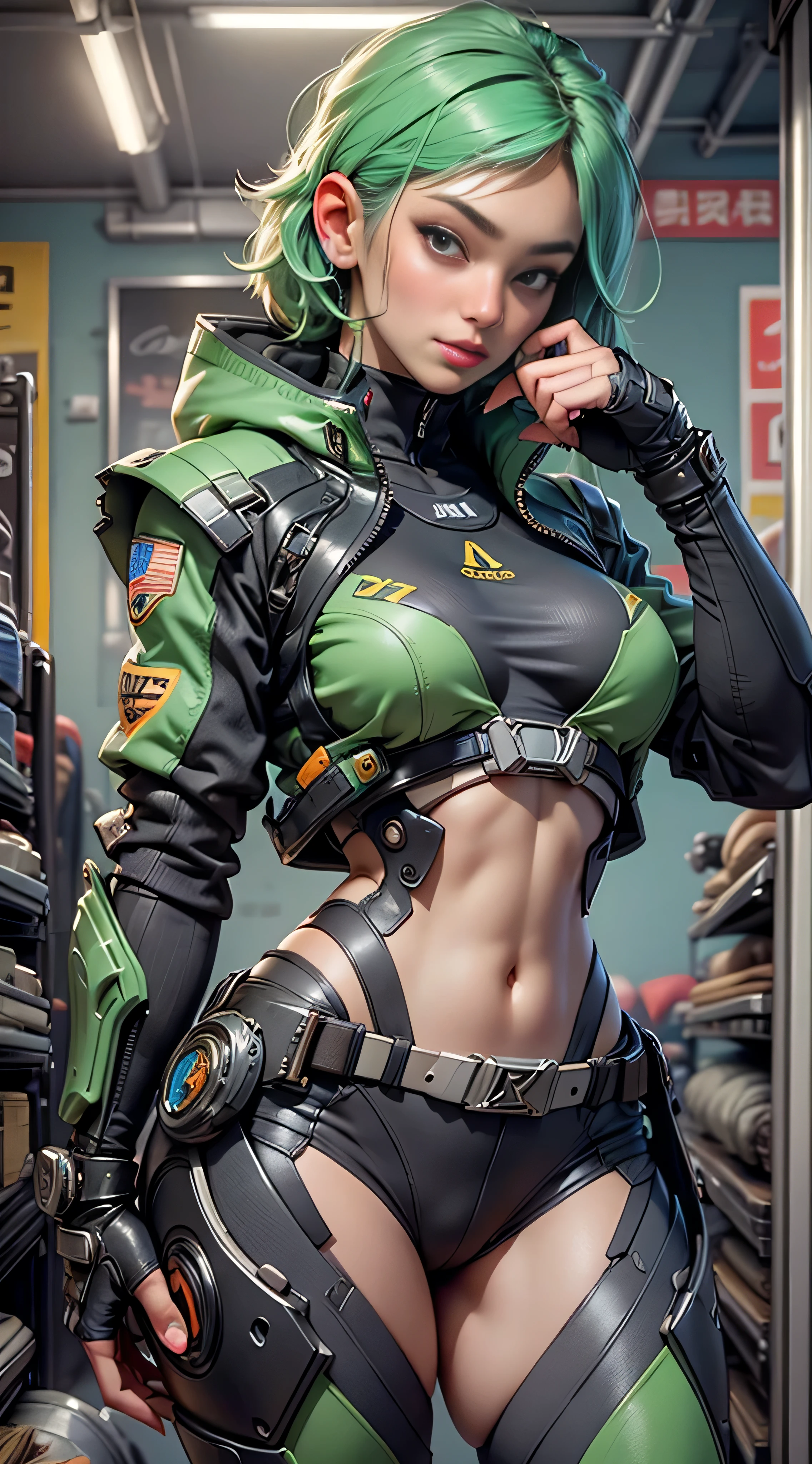 11:23(((Best quality: 1.4))),(solid color backdrop),(Unbeatable masterpiece), (hyper HD),(Hyper-realistic 8k CG)、(without background),(Light green hair),(Cross one hand at waist),(looking at the camera in), ((( body))), (((1 girl in))), 25-year-old American soldier with perfect body,,Beautiful and well groomed face,muscular body:1.2,Solid royal blue jacket with details, (Pictures from head to thighs), Complex equipment,Orange coat,long trousers,The clothes inside are gray,Clothes with metal electronic parts,Tech Armor )