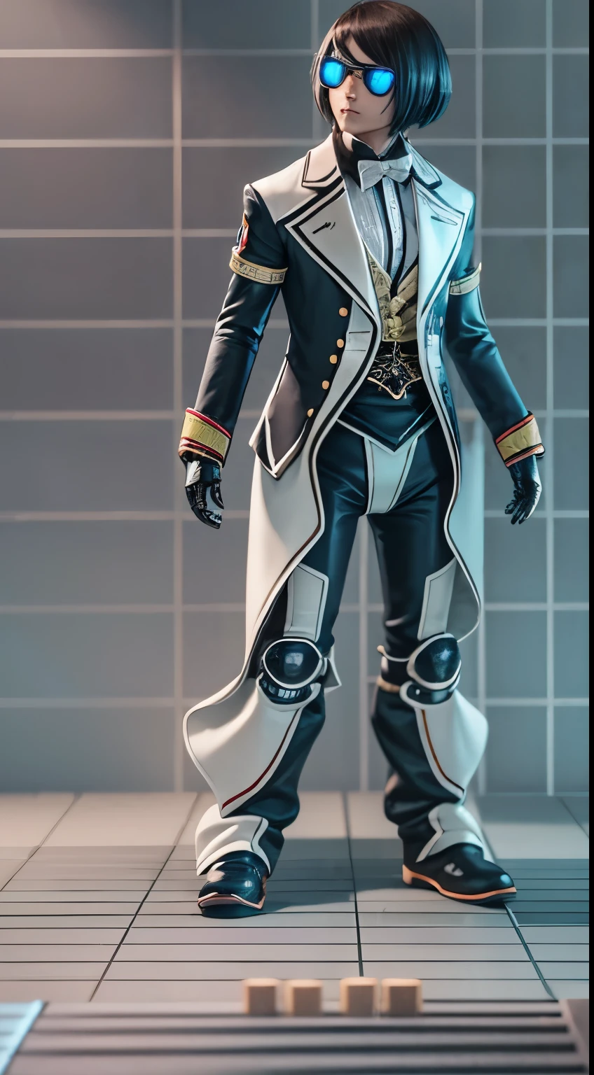 Robot butler,tailcoat,Pan,Super meticulous,super-fine,Hyper-realistic,tmasterpiece,OC rendering,电影灯光,cinematic perspective