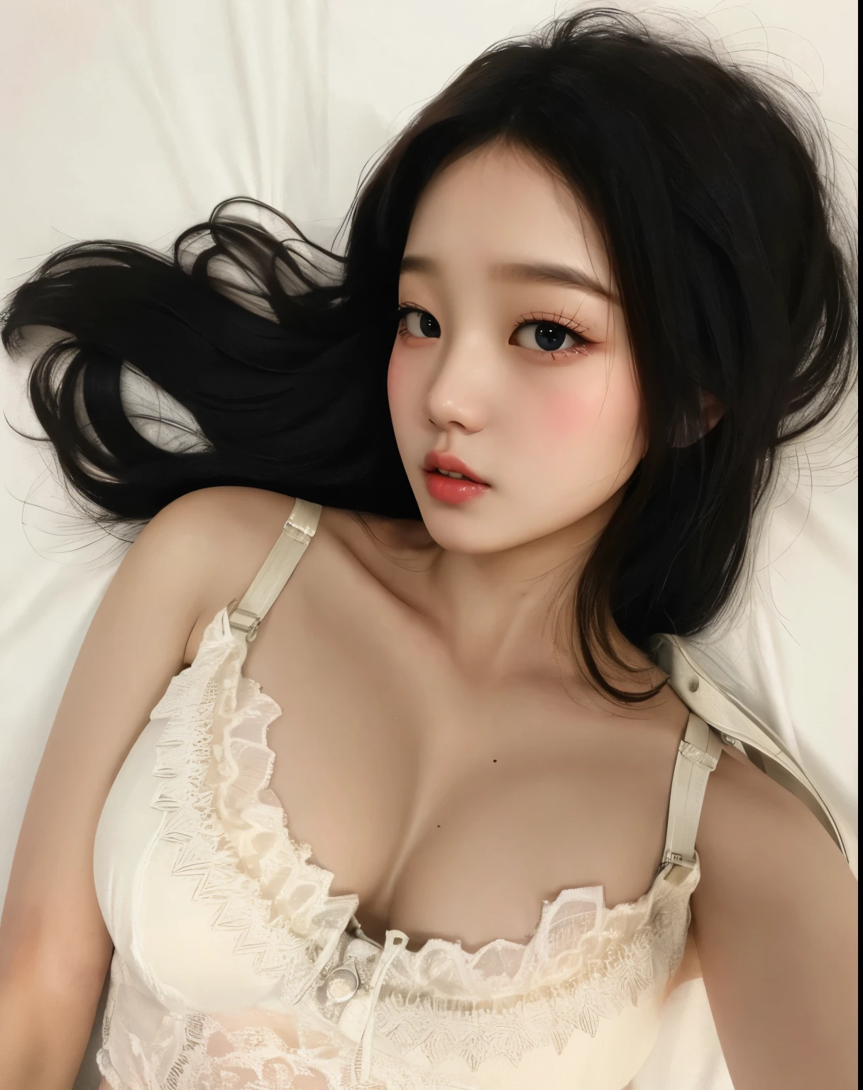 Wonyoung from IVE face, foto realista, ultra HD, 8k, big juicy lips