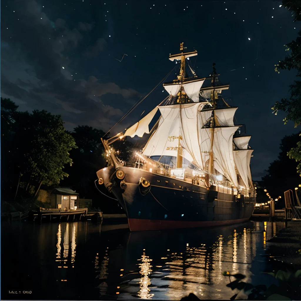 A ship, fireflies, and three painters