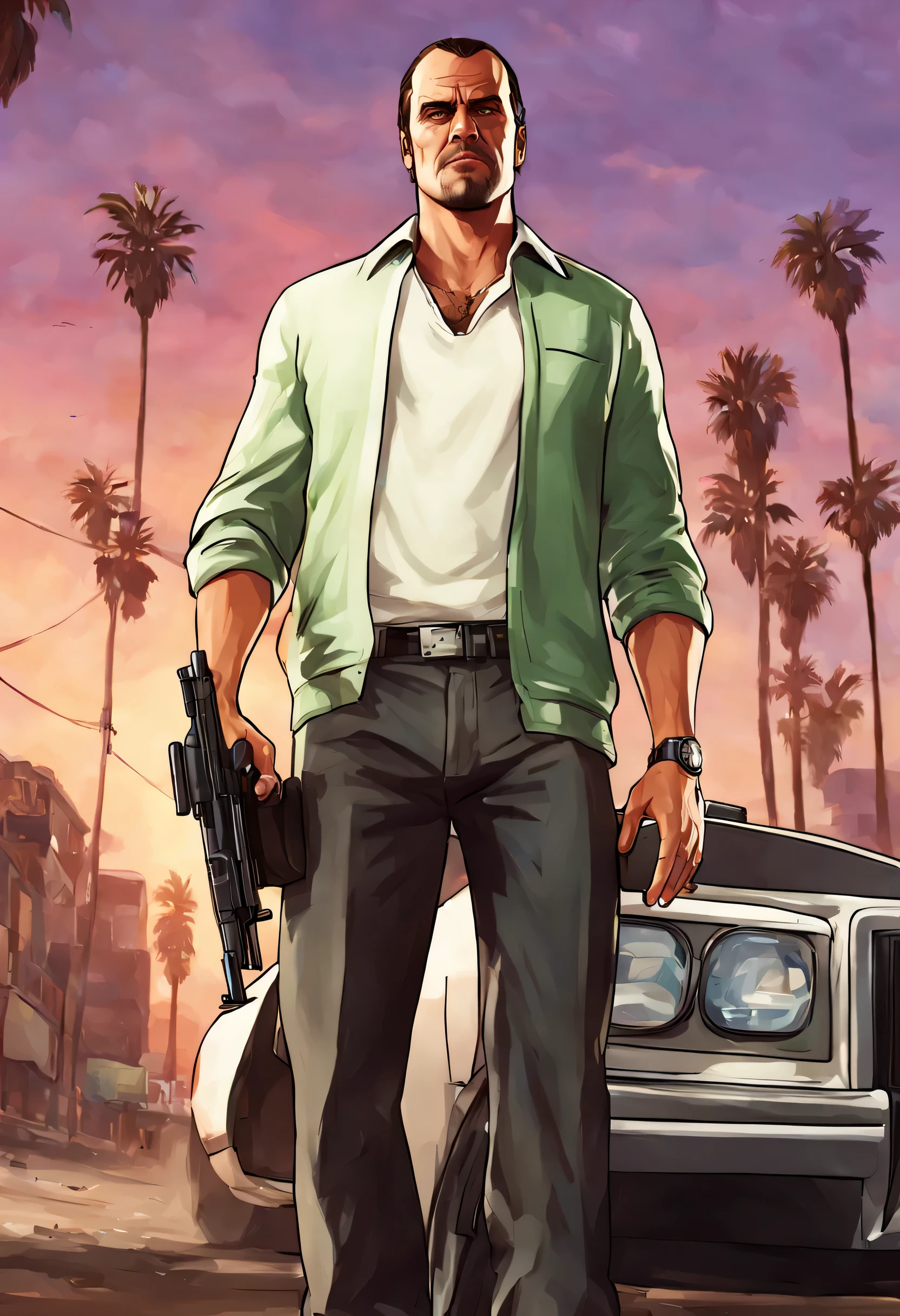 ((GTAV style picture)), Digital art of a fictional male-like character, Perfect.