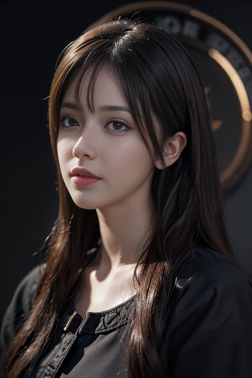 (Ultra Realistic), (Illustration), (Increased Resolution), (8K), (Extremely Detailed), (Best Illustration), (Beautiful and Detailed Eyeest Quality), (Ultra Detailed), (Masterpiece ), ( wallpaper), (detailed face), solo, 1 girl, looking at viewer, fine details, detailed face, in the dark, deep shadows, low key, pureerosfaceace_v1, smiling, long hair, black shawl straight hair , 46 points oblique bangs