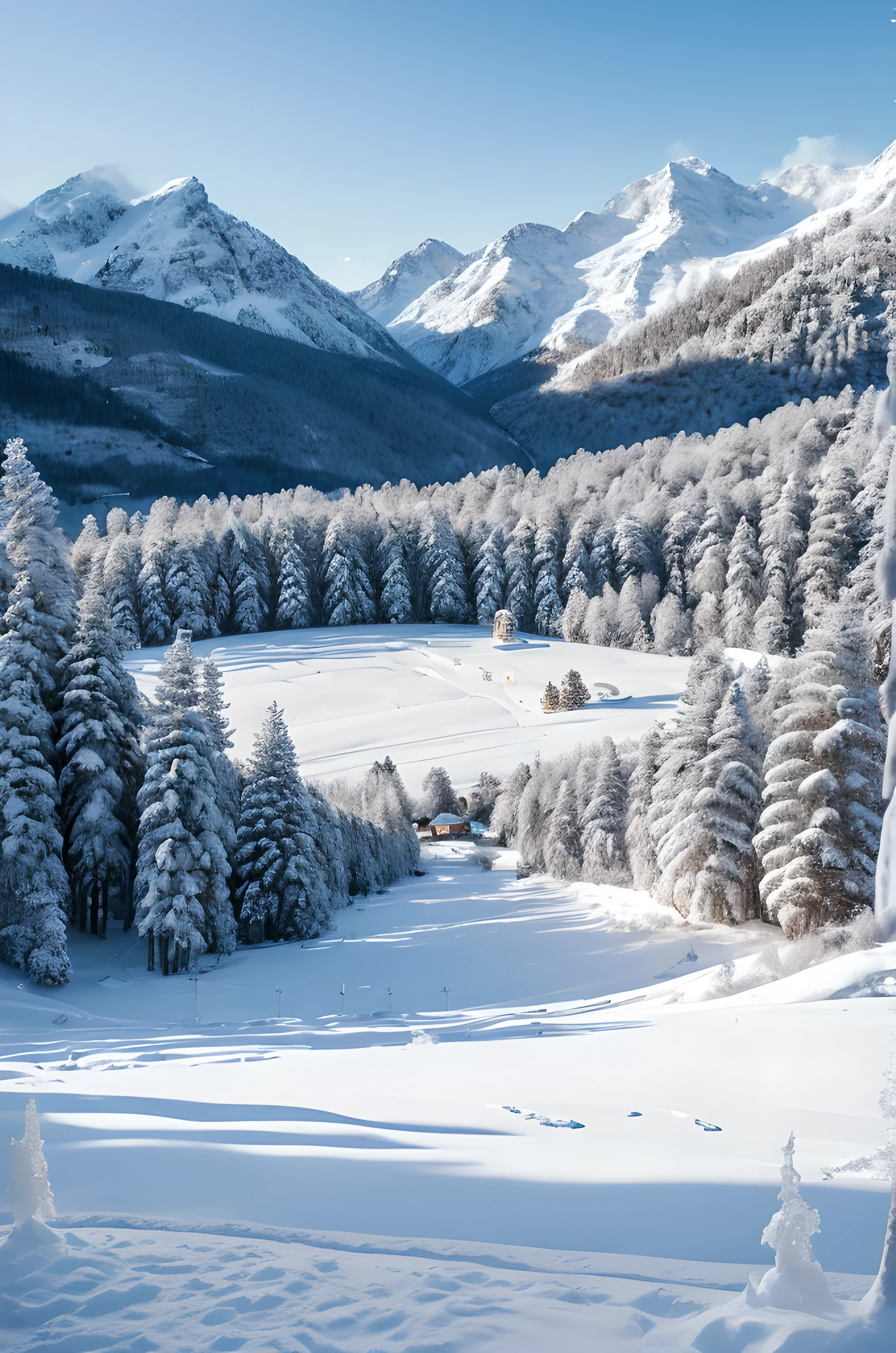 (best quality,4k,8k,highres,masterpiece:1.2),ultra-detailed,realistic:1.37,winter landscape,winter wonderland,grandfather,granddaughter,playful,happy,laughter,joyful,family bonding,tall trees,dense forest,majestic mountains,snow-covered hills,distant peak,glistening snow,crisp,cold air,frosty breath,giggles,snowflakes falling,soft powdery snow,white frost,cold mountainside,blazing sunshine,sparkling icicles,serene tranquility,frozen lake,peaceful atmosphere,pure white,blue sky,breathtaking view,magical winter scene,merry memory,laughter echoing in the mountains