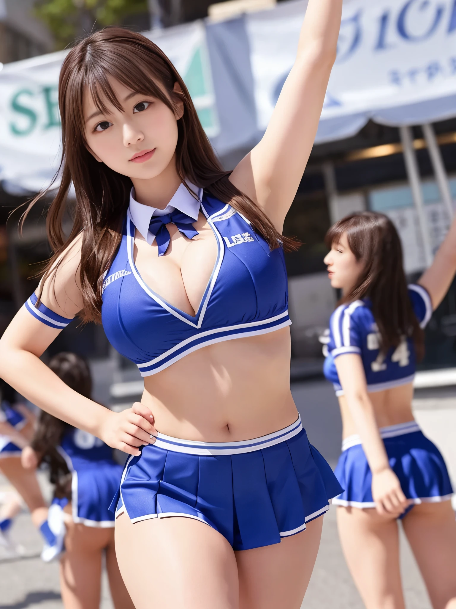 japanaese girl、Girl in her 20s、perfect body type、Transparency、Colossal tits、Cheerleader Uniforms、hposing Gravure Idol、Colossal tits、shiny thighs