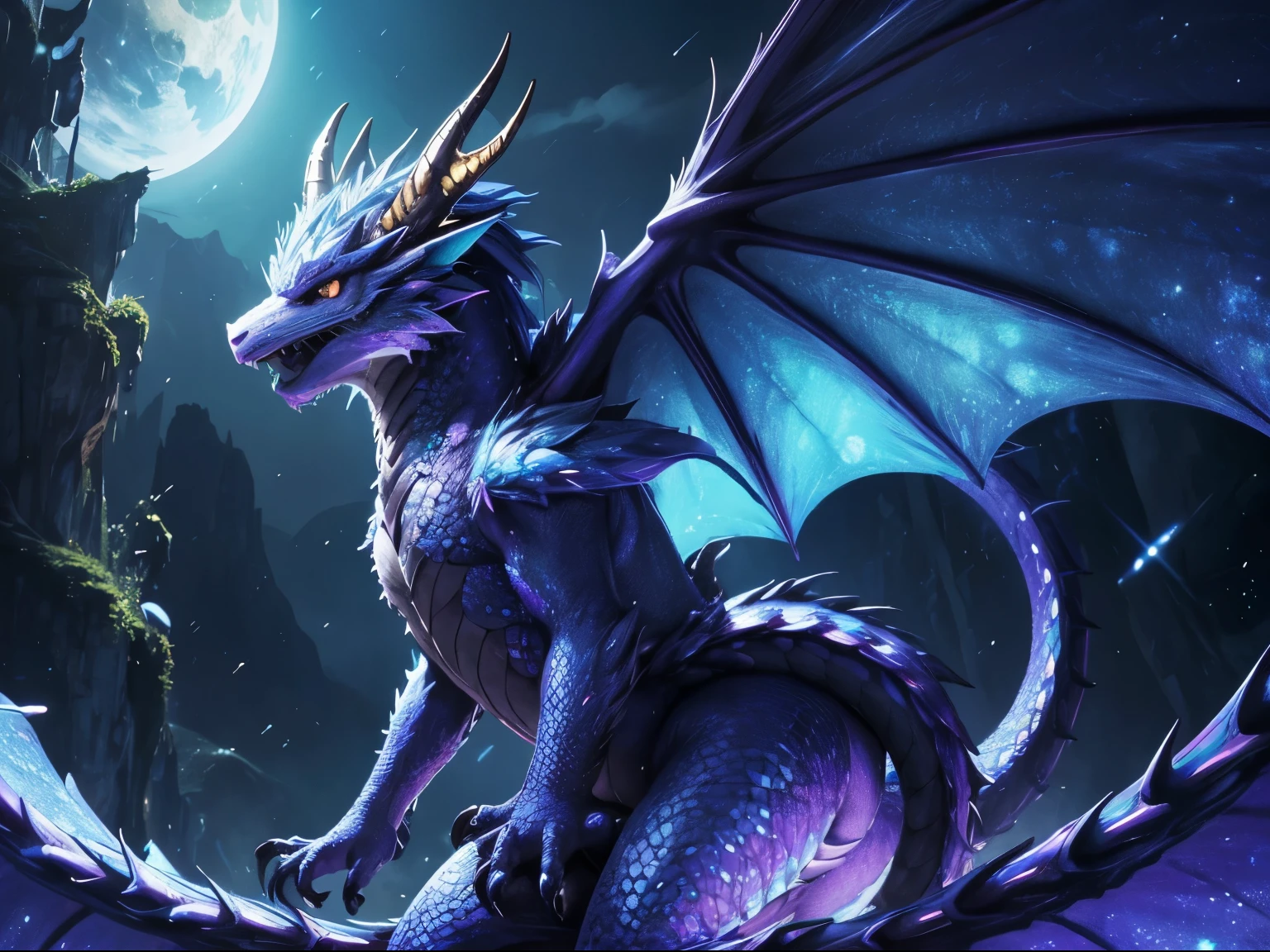 (best quality,4k,highres,masterpiece:1.2), fursona,dragon,furry,blue fur,adorable creature,detailed colorful scales,expressive eyes,cute face,playful expression,small size,dragon wings,fluffy tail,dragon horns,fantasy theme,epic background,sparkling magical effects,vivid colors,stylized illustration,exquisite details,furry community,avatar,profile picture