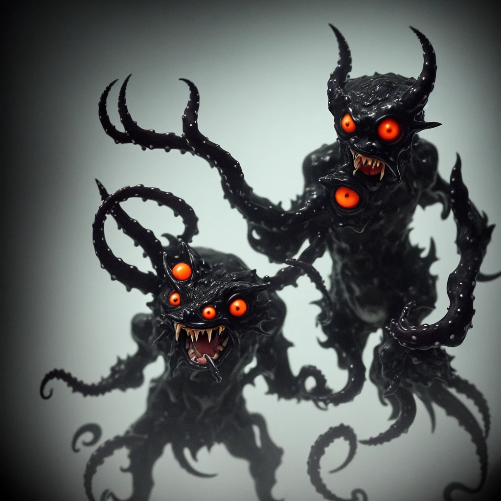 In a gloomy room,Ferocious beasts live here,tas seems to have no entity,Black air emanates from all directions,tas'With a chaotic face,Like an amplified demon,The left hand is all over the eyes,The right hand is full of sharp teeth,There are countless tiny tentacles in the mouth,All I see is madness and destruction