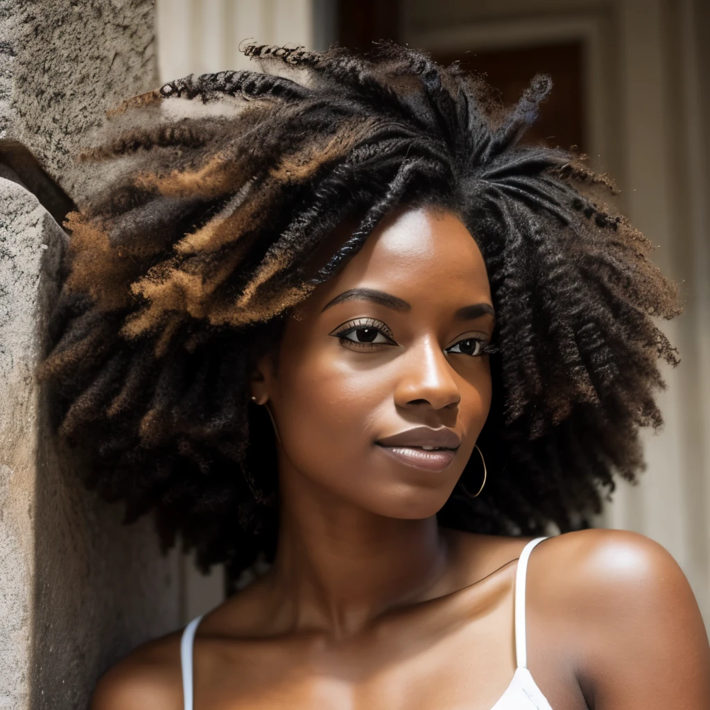 Mulher,afro-brasileira, cabelos cacheados, cristo redentor,