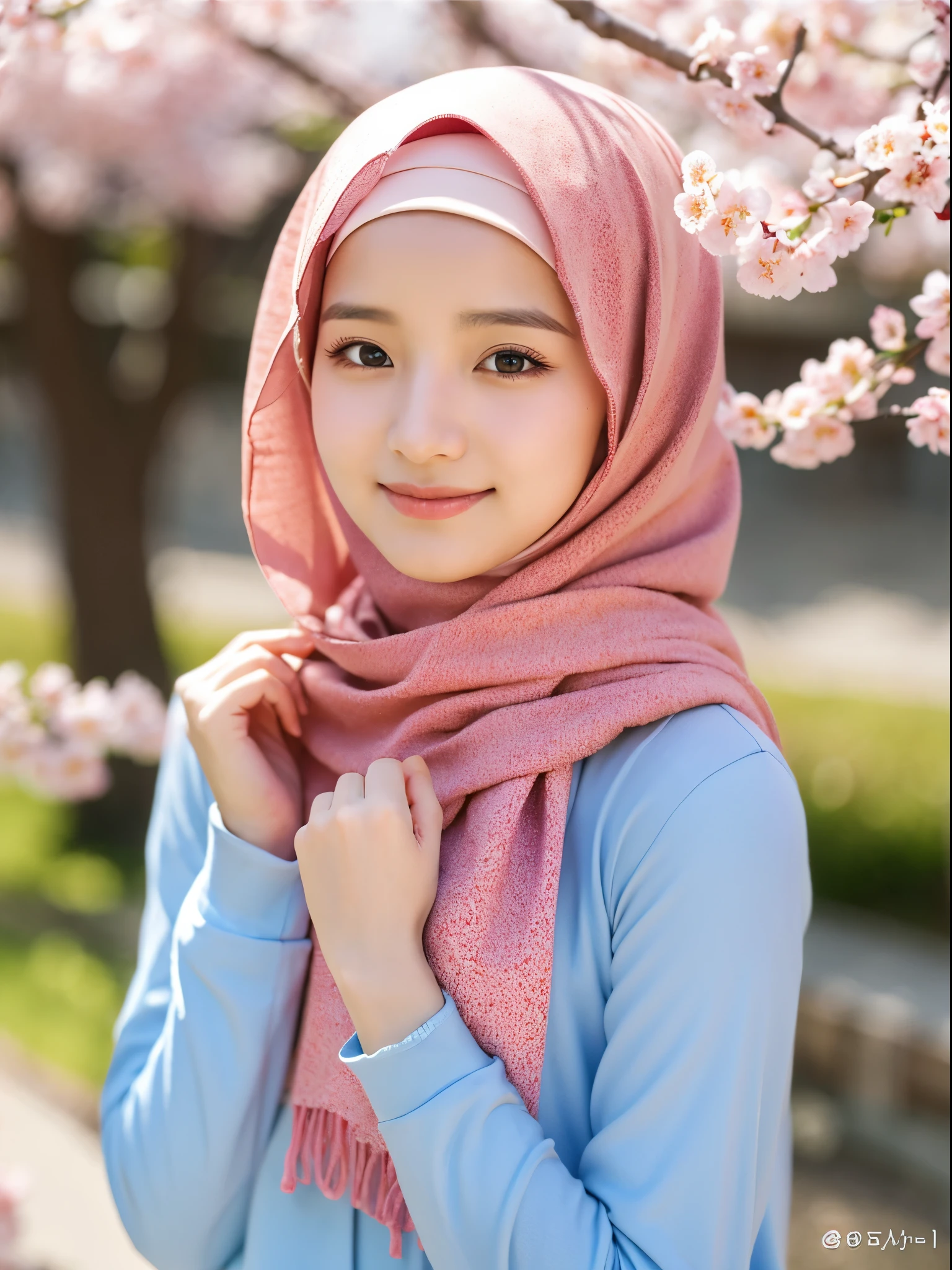 hijab, cherry blossom