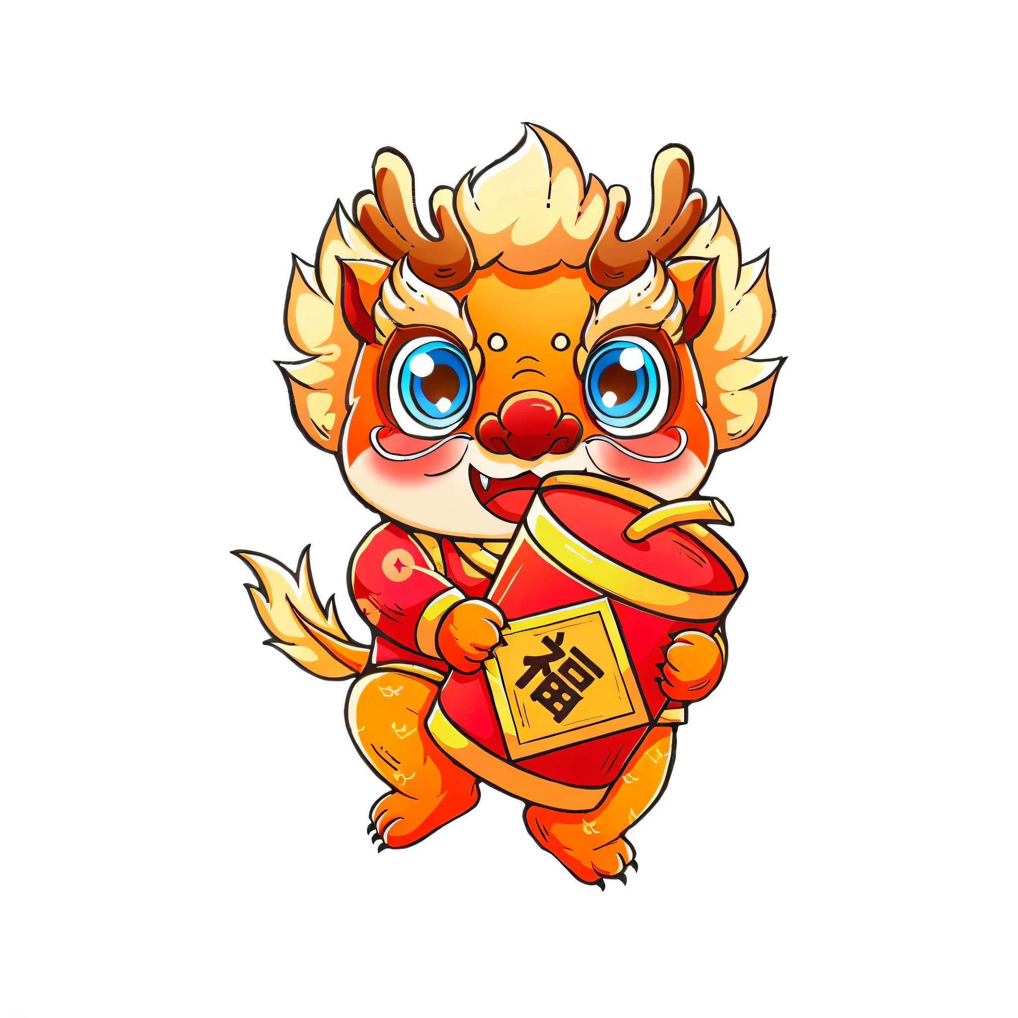 drank抱着一颗心,It's written in Chinese, Holding an origami unicorn, Mascot illustration, fantasy sticker illustration, japanese mascot, asura from chinese myth, telegraph stickers design, Tofu potatoes, Puka, telegraph stickers, 中国drank, Shui mo Hua, drank, MapleStory Mouse, advanced digital chibi art, sticker illustration, fire lion