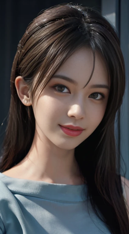 (Ultra Realistic), (Beautiful and Detailed Eyeest Quality), (Ultra Detailed), (Masterpiece ), (detailed face), 1 girl, looking at viewer, fine details, pureerosfaceace_v1, smiling, long hair, black shawl straight hair