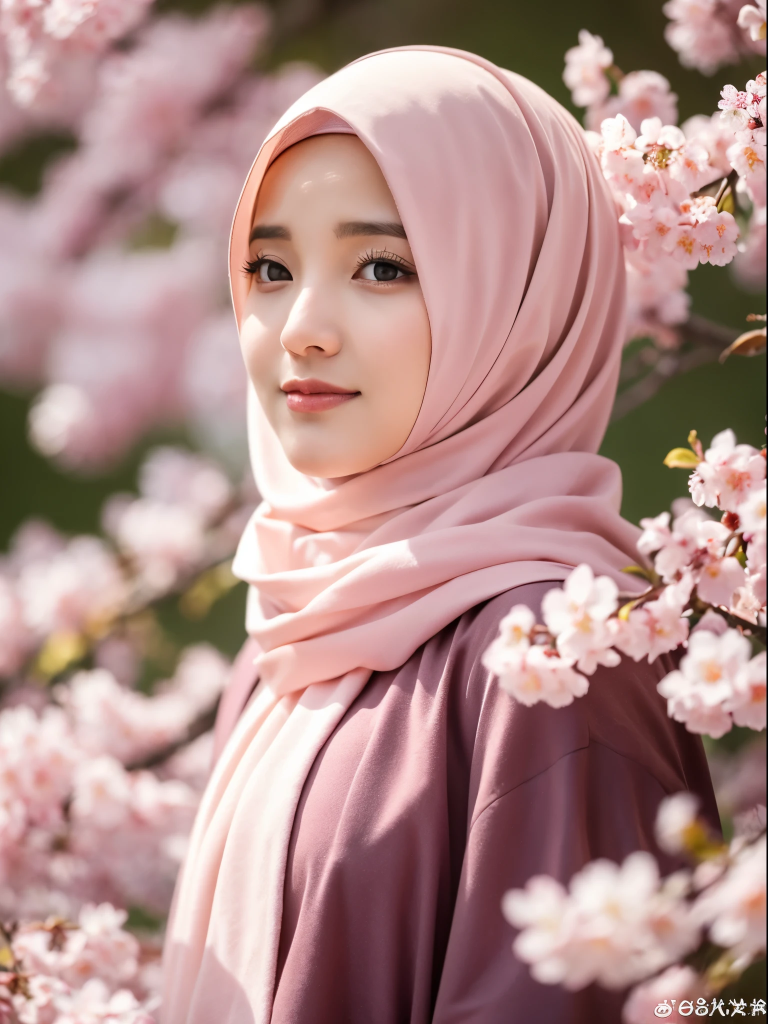 hijab, cherry blossom