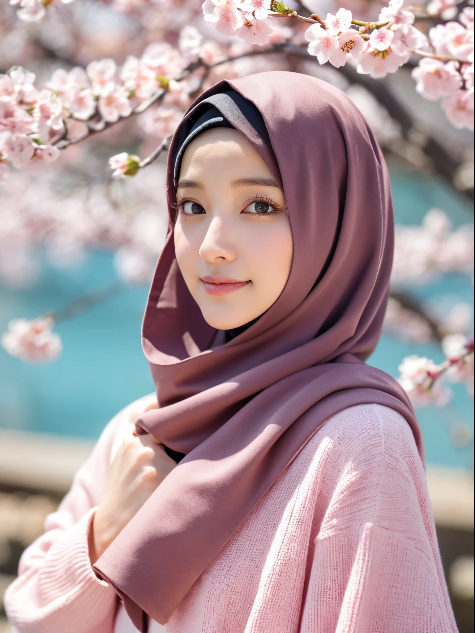 hijab, cherry blossom