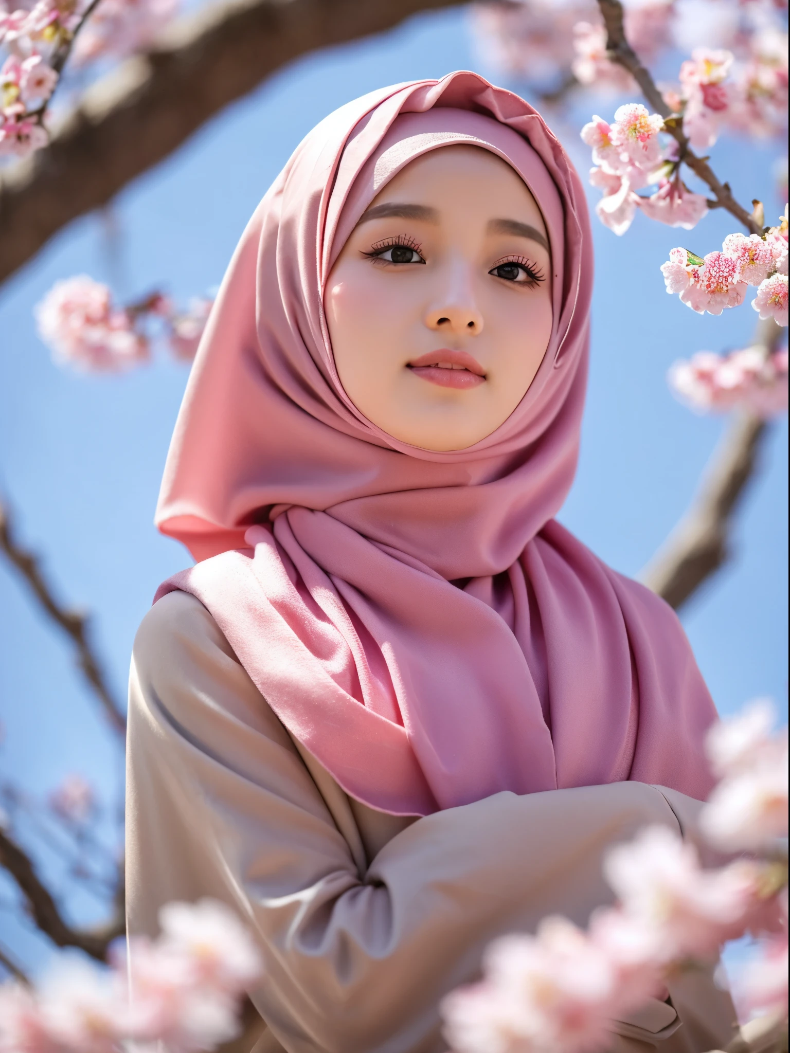 hijab, cherry blossom