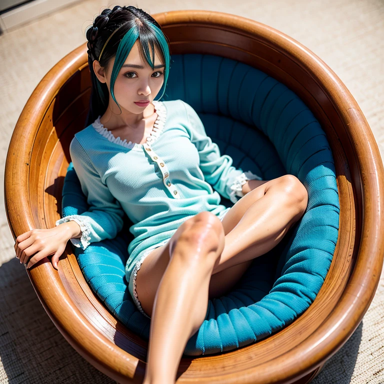 hatsune Miku、(ultra Realistic), (An illustration), (Highres), (8K), (highlydetailed), (the best illustration), (Beautiful Detailed Eyes), (beste Quality), (Super Detailed), (Master peace、), (Wallpapers), (Detailed Face), solo, 1girl, Aristocratic dresses、White hair, Iris heterochromatic eyes, small moles under eye,  medium chest, Long legs,Stunning composition,Foot braids、Beautiful and detailed legs