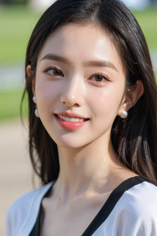 (Cute smile),(((Beautiful face))),(Cute 23 year old cute girl:1.3), raw, Colorful, Sharp Focus, Delicate and beautiful composition, Best Quality, (Realistic), High quality, Ultra Detail, (realisiticフォト), (Realistic) ,(Realistic skin), (Realistic body), (Complex Detail), (Detail skin:1.Perfect luster:0.6), (slim:1.2), (Beautiful big eyes:1.2) ,Round eyes, Detail Eyes, Pretty Face,(1girl in), (Detailed face:1.2), Realistic moist skin, Dark hair, 8?nffsw, High quality, 細いslimウェスト, Long legs, kindly smile, (Portrait), Happy expression, Beautiful lighting , Perfect Lightning, Realistic Shadows,1 girl, 独奏で, (((small head))), (((Viewers see sweaty shots of beautiful legal bodies:1.2), Cinematic Light, (finerly detailed face:1.2), (masutepiece:1.5), (Best Quality:1.2),(1 girl:1.3), (Bigchest:1.2), (cleavage), Full body, Girlish body, Curve, Details bare, Detailed beauty small face, Friendly smile, Round eyes, Black hair, thin lips, (((No makeup:1.5))) , (Realistic, photographrealistic:1.3), Detailed abs, Sexy navel, Alafed woman in athletics suit, Pose on the track, Sporty physique, athletic bodies, Japanese Models, sexymodel, wearing track and field suit, Sporty,、Japanese actress Asami Mizukawa、Transparent beautiful skin、Cool impression with long eyes、speak slowly and carefully、hidden core strength、Black hair suits you、Makeup that is not too flashy、Makeup looks natural too、Beautiful posture、a small face、The nasal muscles are passing through、The corners of the mouth are higher than the width of the head、Less than one third of the vertical width of the face、The border between the eyebrows and the base of the nose is deeply concave、The distance between the left and right eyes is、、、、、、、、、、、、narrower than the width of one eye、distance between eyes and eyebrows、Narrower than one vertical width of the eye、The outline is、Oval or long type、The shape of the jaw resembles an upside down 、Hairstyles、natural one-len、(masutepiece, top-quality、high-detail:1.4、Very attractive beauty、Add intense highlights to the eyes、Look firmly at the camera:1.4、A beautiful woman full of charm、Ideal ratio body proportions、Perfect Anatomy、Lustrous hair、lipgloss),1girl in, 独奏, Light brown shiny hair, realisitic, looking at the viewers、Tilt your head slightly、 唇はlipgloss,big eye、Lashes、The face is a little red、Embarrassing)、((Put very strong highlights in your students、gazing at viewer、Very beautiful beauty、Put your ears out、long neck、little smiling、Beautiful teeth、Open your mouth and smile、Heart-shaped pupil))、28 year old、Very cute supermodel、