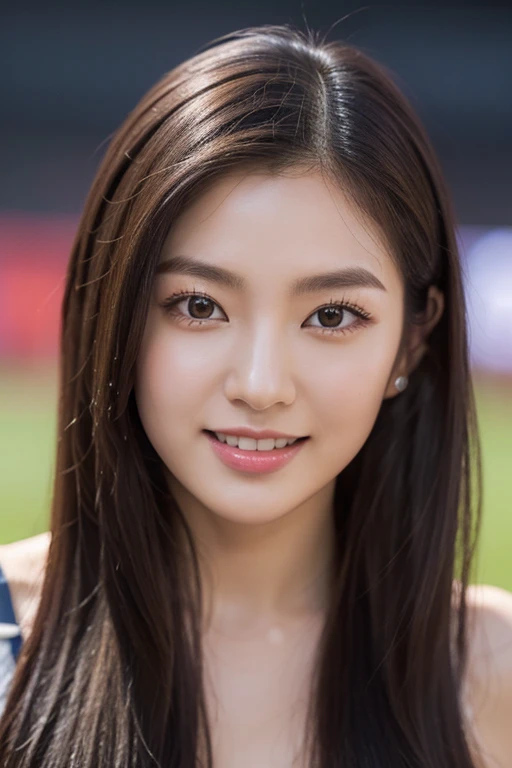seed number 2671425845、seed number.2671425845 (Best Quality, 8?And then, 32K, masutepiece, nffsw:1.2), (1 slender woman of Japan, 28 year oldの, Tall gravure model), full body Esbian、overall body appearance、dark brown hair, Bright foreground,  Professional Lighting, Photon mapping, Radio City, shading:1.3, (high-detailスキン:1.2), Huge breasts:1.5, (Shorts, exposed shoulder:1.1), 脚を開いてしゃがAnd thenいる, ((Provocative Dynamic Poses)), (she is soaking wet), top-down view:1.5, (baseball uniform:1.1, ),  hyperdetailed face, Detailed lips, Detailed eyes, Double eyelids, Inside the stadium, Looking Camera, ( Staring at the photographer, lips slightly open) crystal clear skies, Baseball Stadium, The audience gets excited, Confetti flies, Happy smile,、Japanese actress Asami Mizukawa、Transparent beautiful skin、Cool impression with long eyes、speak slowly and carefully、hidden core strength、Black hair suits you、Makeup that is not too flashy、Makeup looks natural too、Beautiful posture、a small face、The nasal muscles are passing through、The corners of the mouth are higher than the width of the head、Less than one third of the vertical width of the face、眉毛と鼻の付け根の境目が深く凹And thenいる、The distance between the left and right eyes is、、、、、、、、、narrower than the width of one eye、distance between eyes and eyebrows、Narrower than one vertical width of the eye、The outline is、Oval or long type、The shape of the jaw resembles an upside down 、Hairstyles、natural one-len、(masutepiece, top-quality、high-detail:1.4、Very attractive beauty、Add intense highlights to the eyes、Look firmly at the camera:1.4、A beautiful woman full of charm、Ideal ratio body proportions、Perfect Anatomy、Lustrous hair、lipgloss),1girl in, 独奏, Light brown shiny hair, muffler,realisitic, looking at the viewers、Tilt your head slightly、 唇はlipgloss,big eye、Lashes、The face is a little red、Embarrassing)、((Put very strong highlights in your students、gazing at viewer、Very beautiful beauty、Put your ears out、long neck、little smiling、Beautiful teeth、Open your mouth and smile、Heart-shaped pupil))、28 year old、Very cute supermodel、