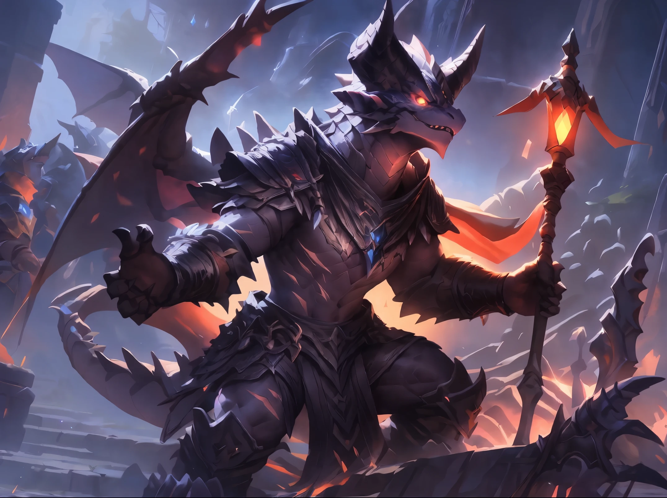 (best quality,ultra-detailed:1.2),golden dragonborn character,strong and muscular,standing alone,full body,armored,war hammer,gloves,horns,
# Additional details:
vibrant and intricate armor design,
glowing eyes,
battle scars,
detailed muscle definition,
fierce expression,
dynamic pose,
surrounded by a magical aura,
imposing presence,
# art-style:
fantasy,
character design,
high-fantasy role-playing game,
mythical creature,
# Material:
illustration,
digital painting,
highly-detailed 3D rendering,
fantasy concept art,
# Color tones:
rich and warm tones,
golden accents,
dramatic lighting,
# lamplight:
dramatic and dynamic lighting,
emphasizing the character's features and armor,
creating a sense of power and majesty.