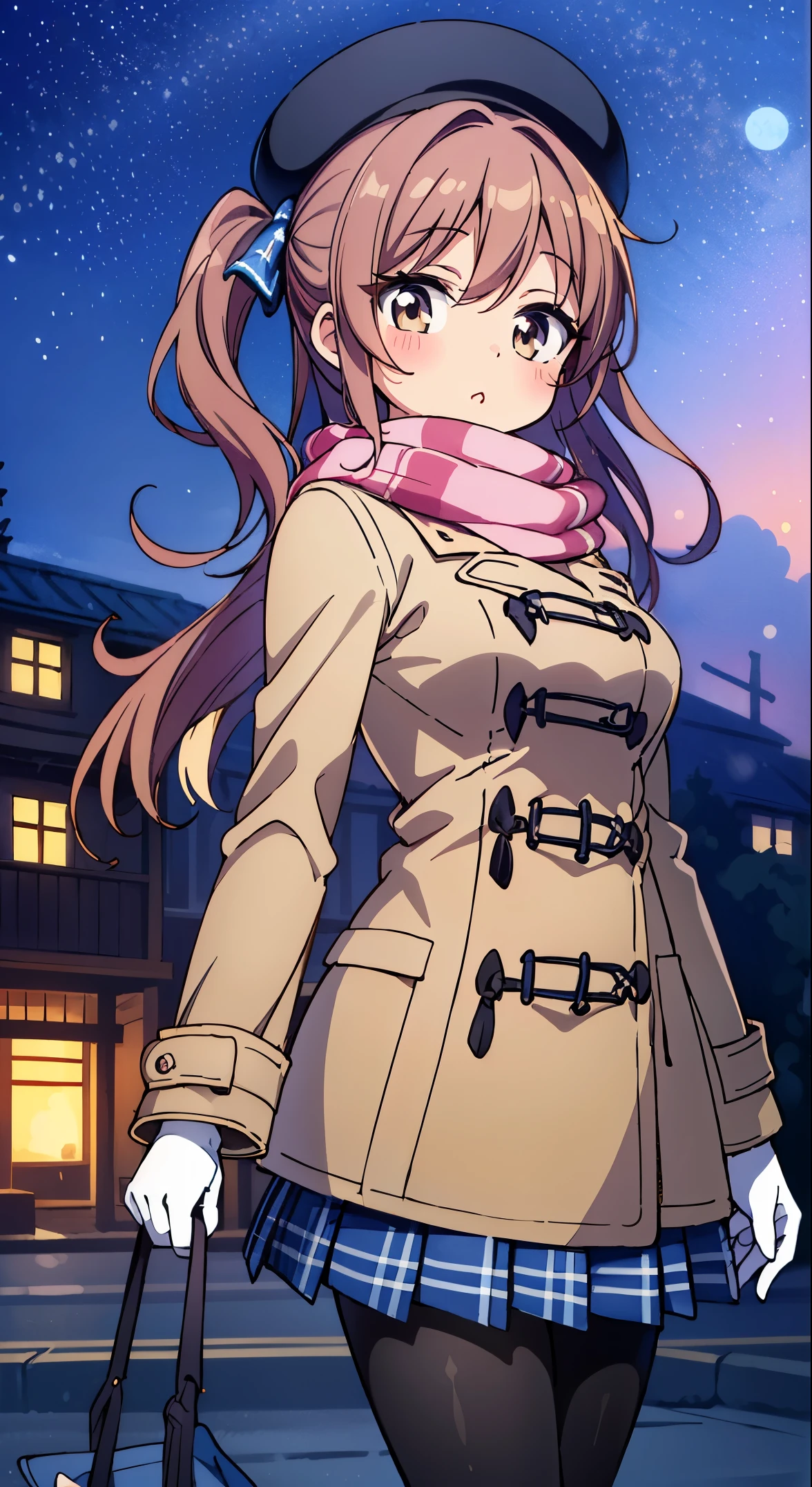 (masuter piece, Transparent air, 透明なThe eye,Best Quality, Perfect Anatomy, High quality:1.4),absurderes,Absolute resolution,unbelievable Ridiculous,hight resolution,ultra-detailliert,Official art,unity 8k,Kinetic typography,nice hand,Perfect hands,boobs boobs detailed beautiful hands,Large_filesize,fulcolor,hight resolution,symmetric,exceptional,Best aesthetic,newest,Anime,very beautiful detailed body,The hair,faces,The eye,
BREAK, 1 beautiful girl(Cute:1.5),(Chibi:0.5),(kawaii:2.0),(Lori:2.0),(7 year old girl),(Solo:1.65),BREAK, (flat chest:1.2,), Clear skin, Beautiful skin, Shy, One Beautiful Girl,Colossal tits(Hair Bow, reddish brown hair, Twin-tailed:1.2), (Brown eyes, long eyelashes, Double eyelids: 1.2), BREAK, Star \(symbol\, (gloves, White Gloves:1.3), (bug, Dress,polka dot:1.3) , Looking at Viewer,(long boots:1.2),Shiny skin,Clear skin, Beautiful skin,(best quality face),(Top quality glowing eyes), (Smile:0.5),(Slim body:1.2),

BREAK (dark-navy theme:1.3), (Wear a dark-navy duffel coat over school uniform and exposed only skirt-hem:1.4), (black and white plaid-pattern pleated skirt:1.1), ((dark-brown pantyhose, loafers):1.2), 
BREAK, (pink theme:1.3), (plaid-pattern knitted pink scarf:1.4), (Pale), galaxy sky, (Big moon in the background),Outdoors, Snow, at shrines, Winters, Snow, shrines, Praying, Standing, Waterfall,depth of fields,

 BREAK,wakame,wakame,wakame,(Cowboy Shot:1.4), 

BREAK,(Blurry background:1.3),(absurderes, hight resolution, super breast detail art),cellshading,Clear Color, Lonely optical effect, Beautiful pictures, Bright glow, mystic atmosphere,(Close-up of girl:1.1), Mystical light particle effect,manga influence, clean line drawings,