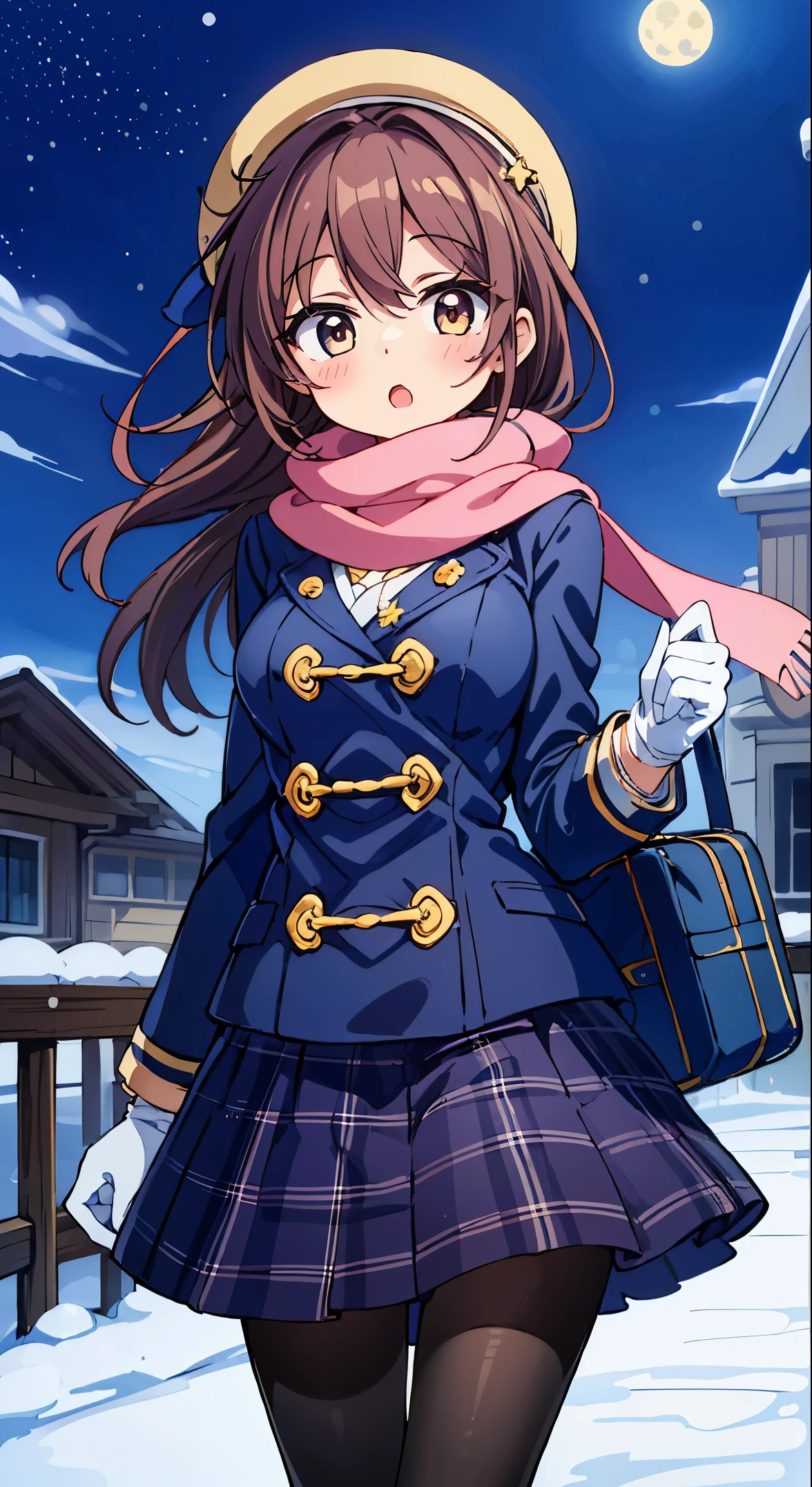 (masuter piece, Transparent air, 透明なThe eye,Best Quality, Perfect Anatomy, High quality:1.4),absurderes,Absolute resolution,unbelievable Ridiculous,hight resolution,ultra-detailliert,Official art,unity 8k,Kinetic typography,nice hand,Perfect hands,boobs boobs detailed beautiful hands,Large_filesize,fulcolor,hight resolution,symmetric,exceptional,Best aesthetic,newest,Anime,very beautiful detailed body,The hair,faces,The eye,
BREAK, 1 beautiful girl(Cute:1.5),(Chibi:0.5),(kawaii:2.0),(Lori:2.0),(7 year old girl),(Solo:1.65),BREAK, (flat chest:1.2,), Clear skin, Beautiful skin, Shy, One Beautiful Girl,Colossal tits(Hair Bow, reddish brown hair, Twin-tailed:1.2), (Brown eyes, long eyelashes, Double eyelids: 1.2), BREAK, Star \(symbol\, (gloves, White Gloves:1.3), (bug, Dress,polka dot:1.3) , Looking at Viewer,(long boots:1.2),Shiny skin,Clear skin, Beautiful skin,(best quality face),(Top quality glowing eyes), (Smile:0.5),(Slim body:1.2),
BREAK (dark-navy theme:1.3), (Wear a dark-navy duffel coat over school uniform and exposed only skirt-hem:1.4), (black and white plaid-pattern pleated skirt:1.1), ((dark-brown pantyhose, loafers):1.2),
BREAK, (pink theme:1.3), (plaid-pattern knitted pink scarf:1.4), (Pale), galaxy sky, (Big moon in the background),Outdoors, Snow, at shrines, Winters, Snow, shrines, Praying, Standing, Waterfall,depth of fields,
BREAK,wakame,wakame,wakame,(Cowboy Shot:1.4),
BREAK,(Blurry background:1.3),(absurderes, hight resolution, super breast detail art),cellshading,Clear Color, Lonely optical effect, Beautiful pictures, Bright glow, mystic atmosphere,(Close-up of girl:1.1), Mystical light particle effect,manga influence, clean line drawings,