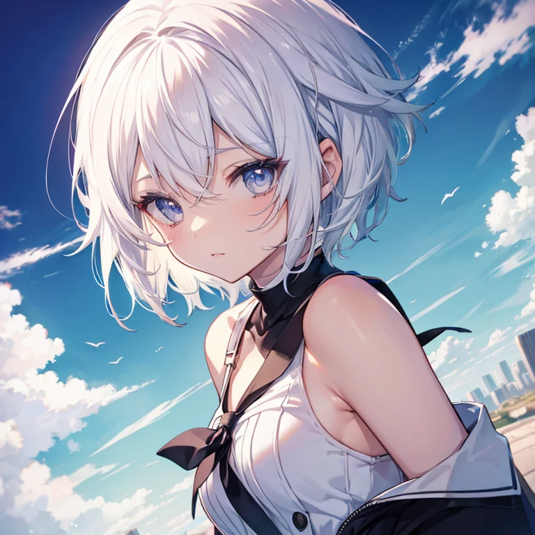 anime girl shortcut white hair