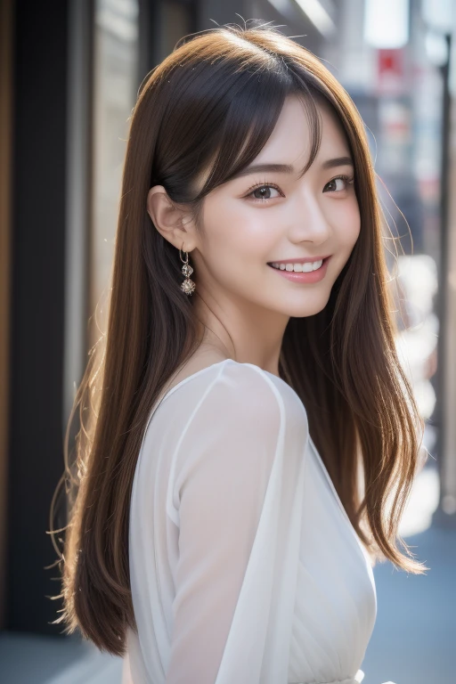 (8K、Raw photography、top-quality、masuter piece:1.2)、ultra-detailliert、ultra res、(realisitic、rialistic photo:1.37)、portlate、high-definition RAW color photography、Professional Photography、highly detailed and beautiful、ighly detailed、8K Wallpapers、amazing detailed、huge filesize、Official art、Highly detailed CG Unity 8K wallpapers、highly detailed beautiful girl、extra detailed face、extremely detailed eye、highlydetailed skin、extremely detailed fingers、highly detailed nose、very detailed detailed mouth、Perfect Anatomy、highly detailed back ground、Highly detailed clothing、女の子 1 人、(18:1.2)、Teen、Cute little girl s、famous Japan idol、cute little、Realistic body、小柄、de pele branca、glistning skin、Slim body、Handsome body、brown haired、Straight Long、A smile、kawaii、zora々Right、kawaii faces、Lifelike face、Delicat eyes、Sauce order、Onepiece、耳Nipple Ring、Looking at the camera、cowboy  shot、front facing、Standing、Contrapo, high street, public, 动态照明,
