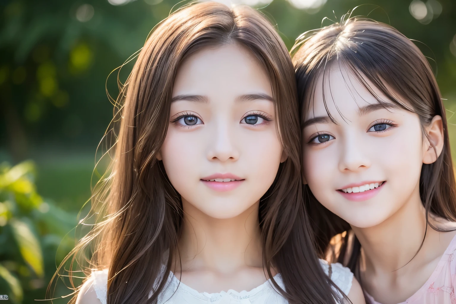 outdoor, beautiful sky, twilight, kids, full body, girl and boy, older sister and younger brother, smile, beautiful face, double eyelids, long eyelashes, glowing eyes, highly detailed eyes, highly detailed pupils, highly detailed face, asian girl, smart body, masterpiece, 8k quality,