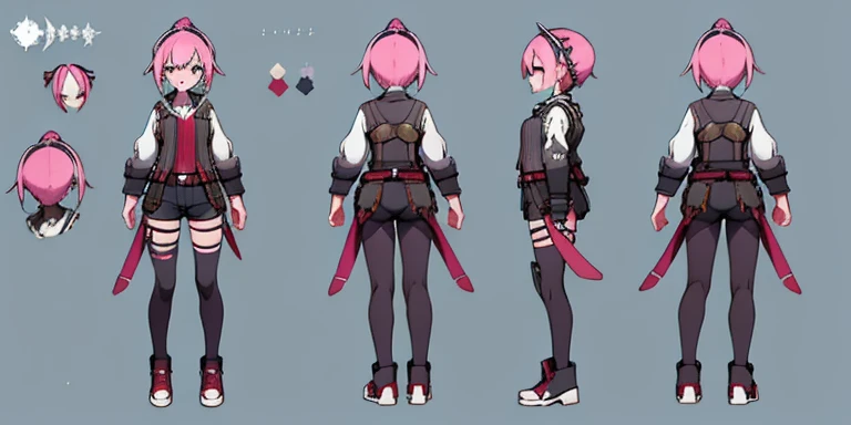 ****ung girl, character sheet, concept art, full body, (masterpiece:1.2), (best quality:1.3), 1girl, standing, punk