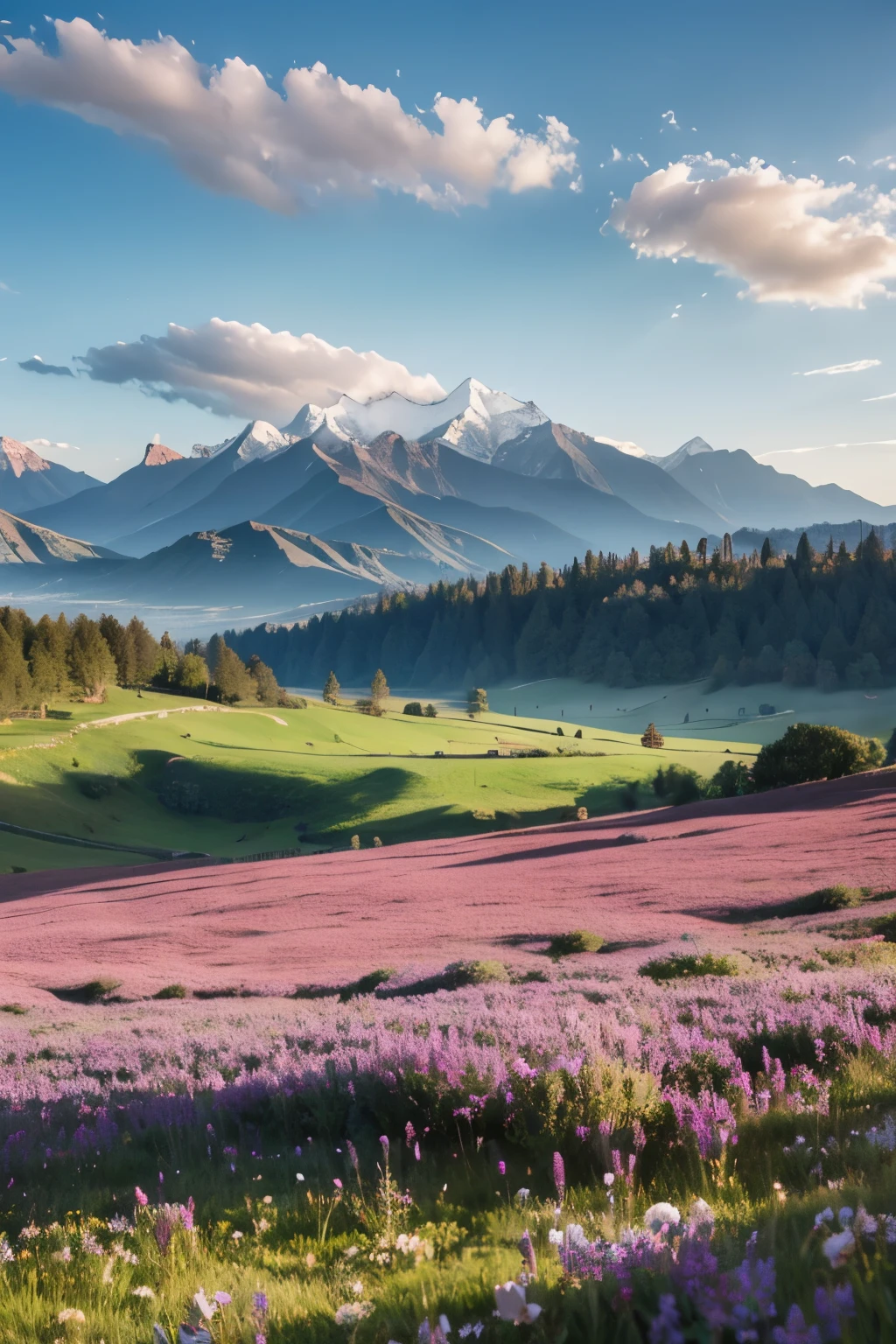 a nice meadow,Background Shi Shulin,Mountains in the distance