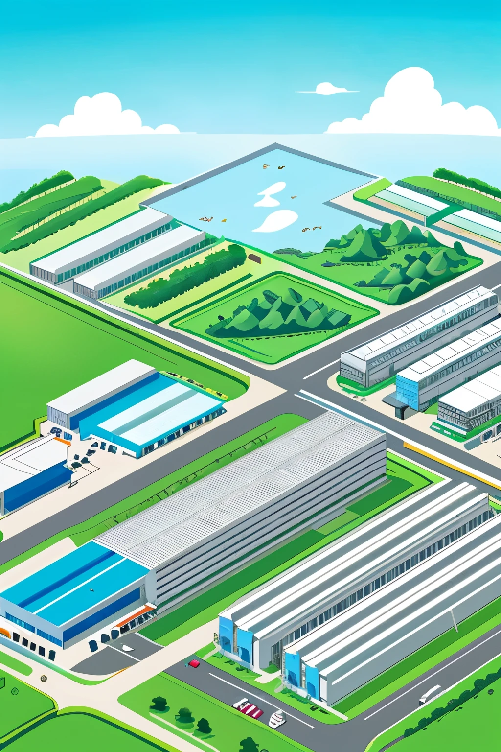 Illustrated illustration of Japan's manufacturing industry with excellent environmental technology